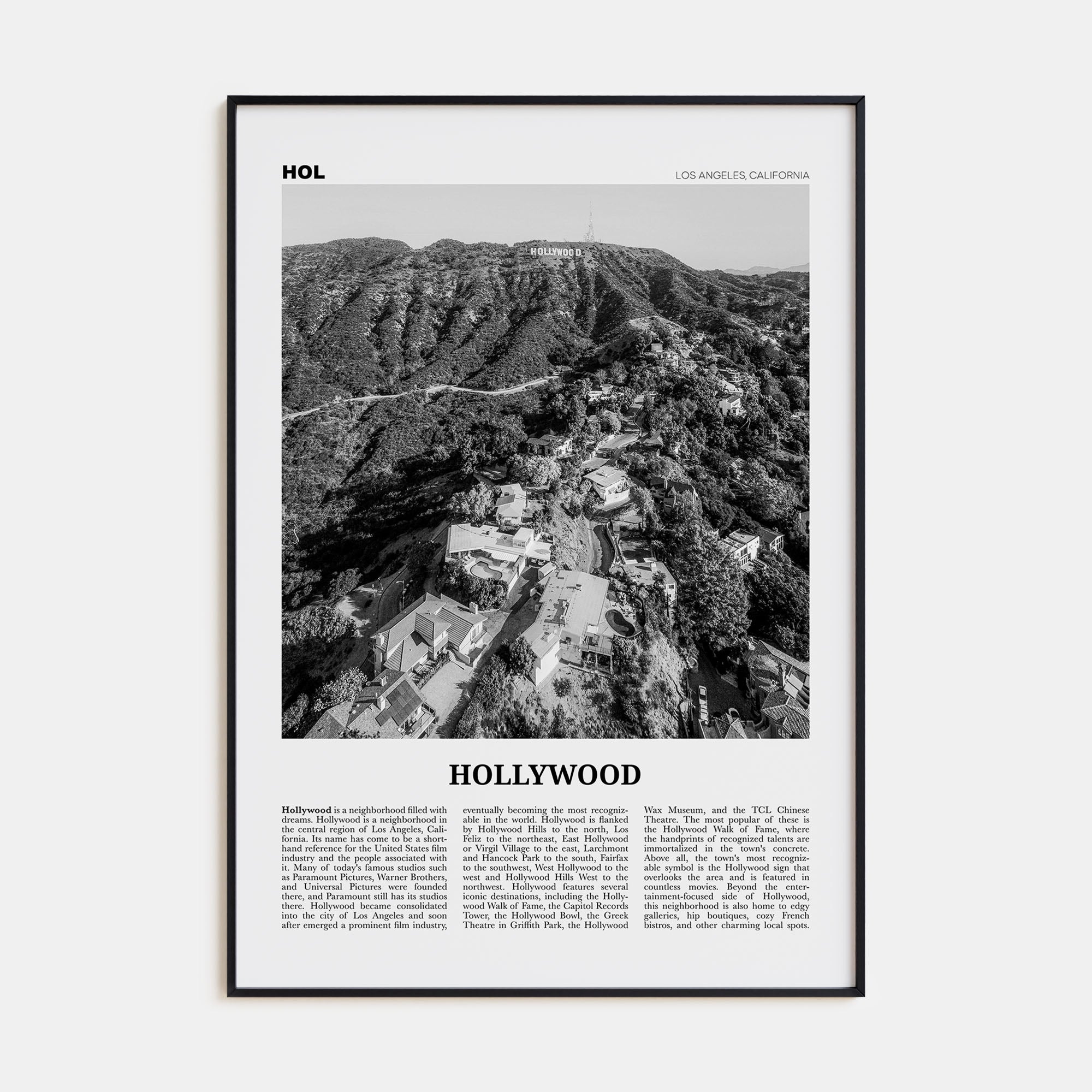 Hollywood Travel B&W Poster