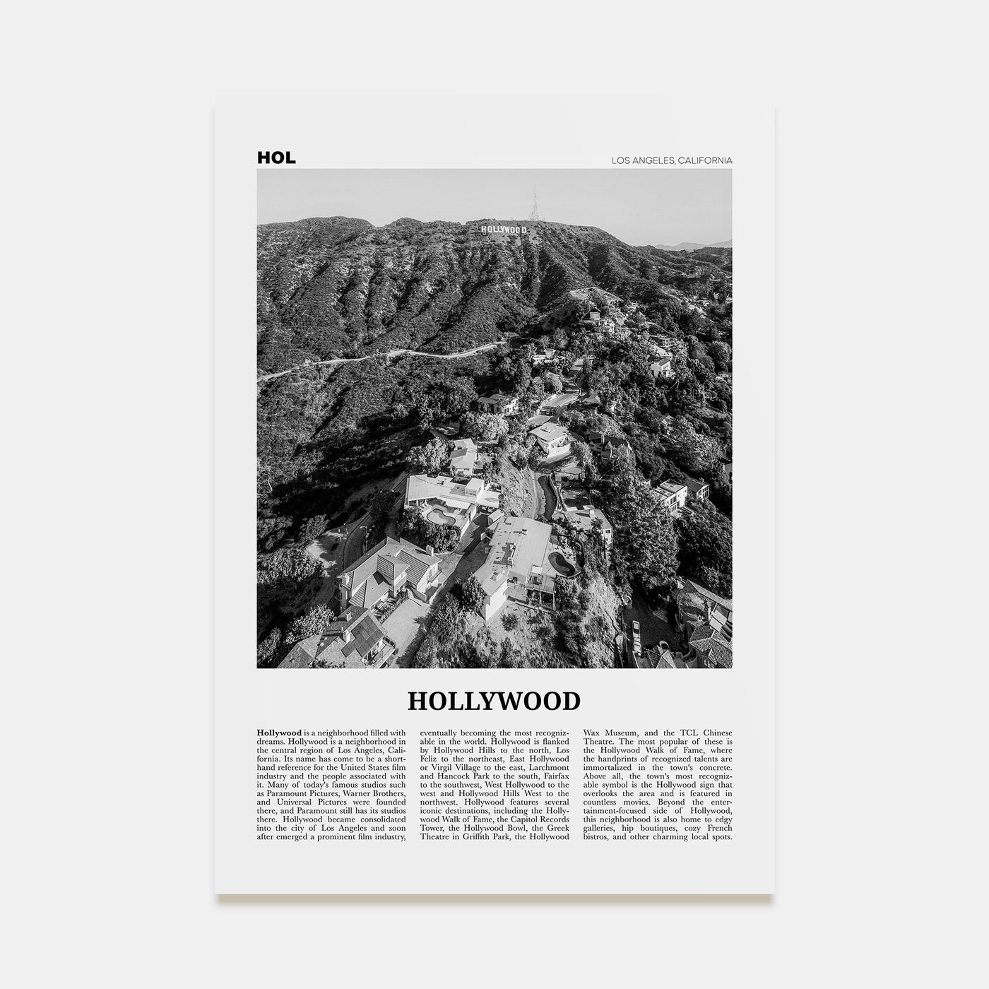 Hollywood Travel B&W Poster