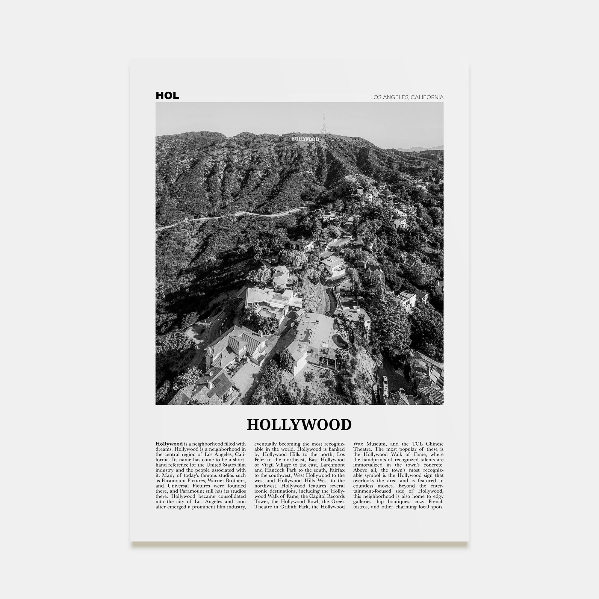 Hollywood Travel B&W Poster