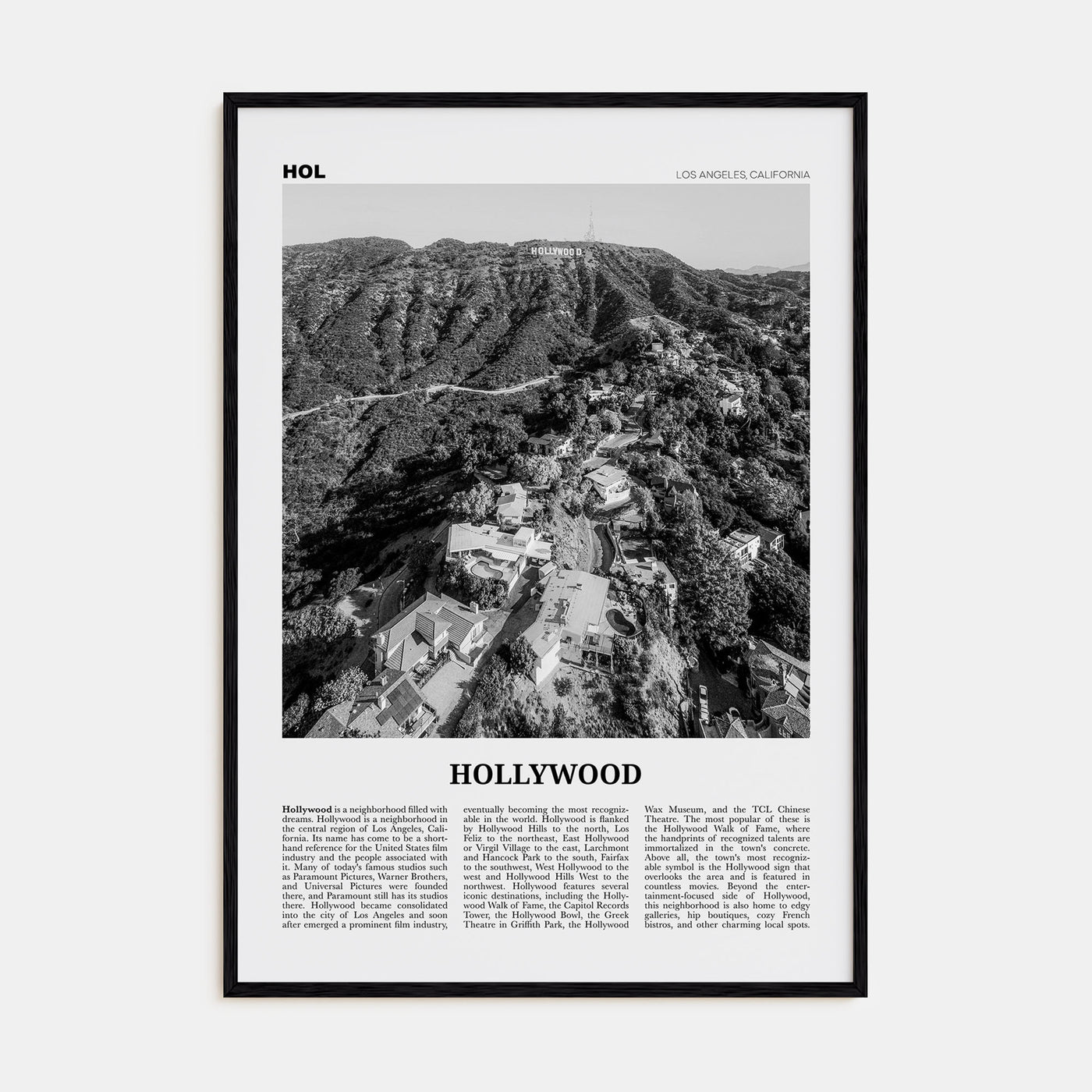 Hollywood Travel B&W Poster