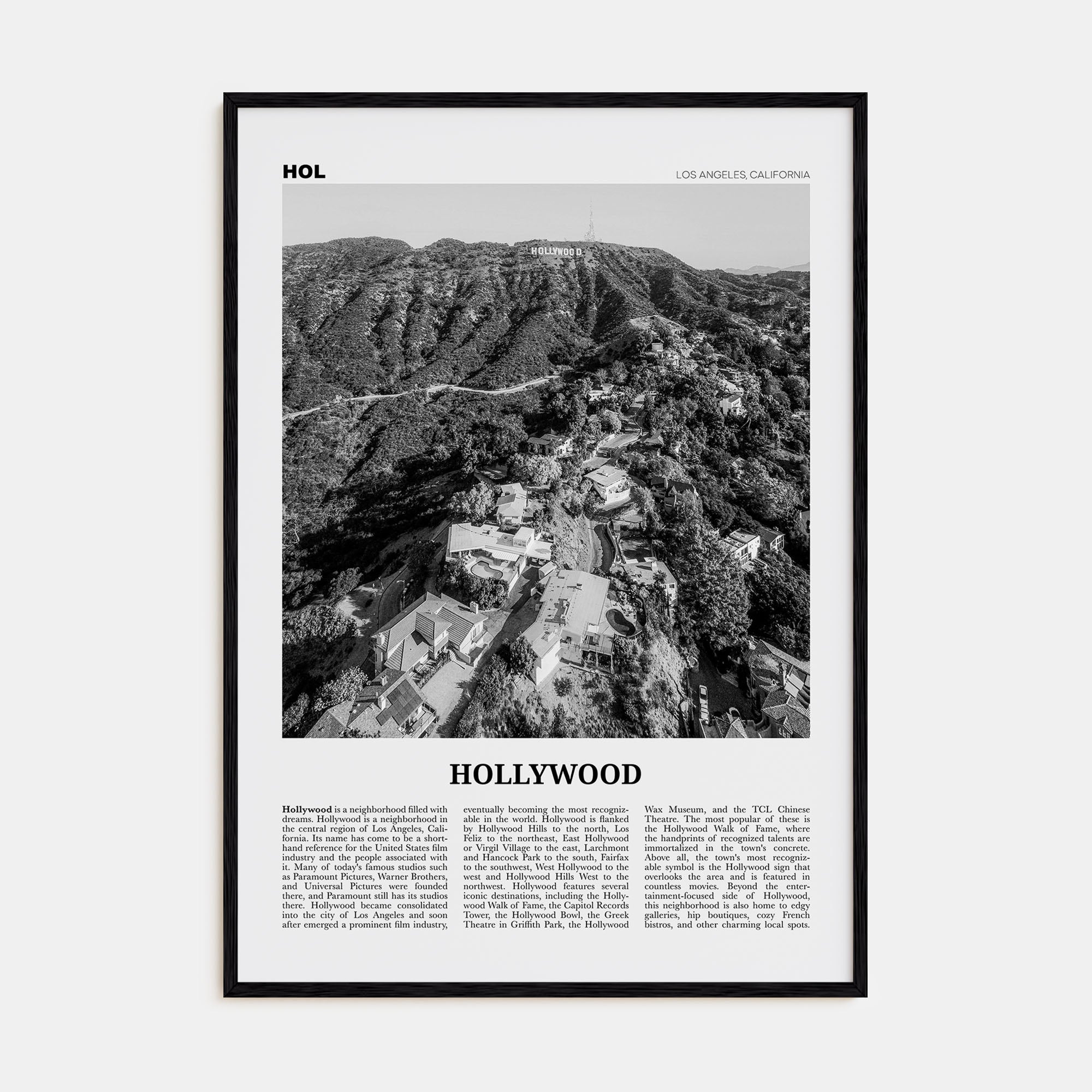 Hollywood Travel B&W Poster