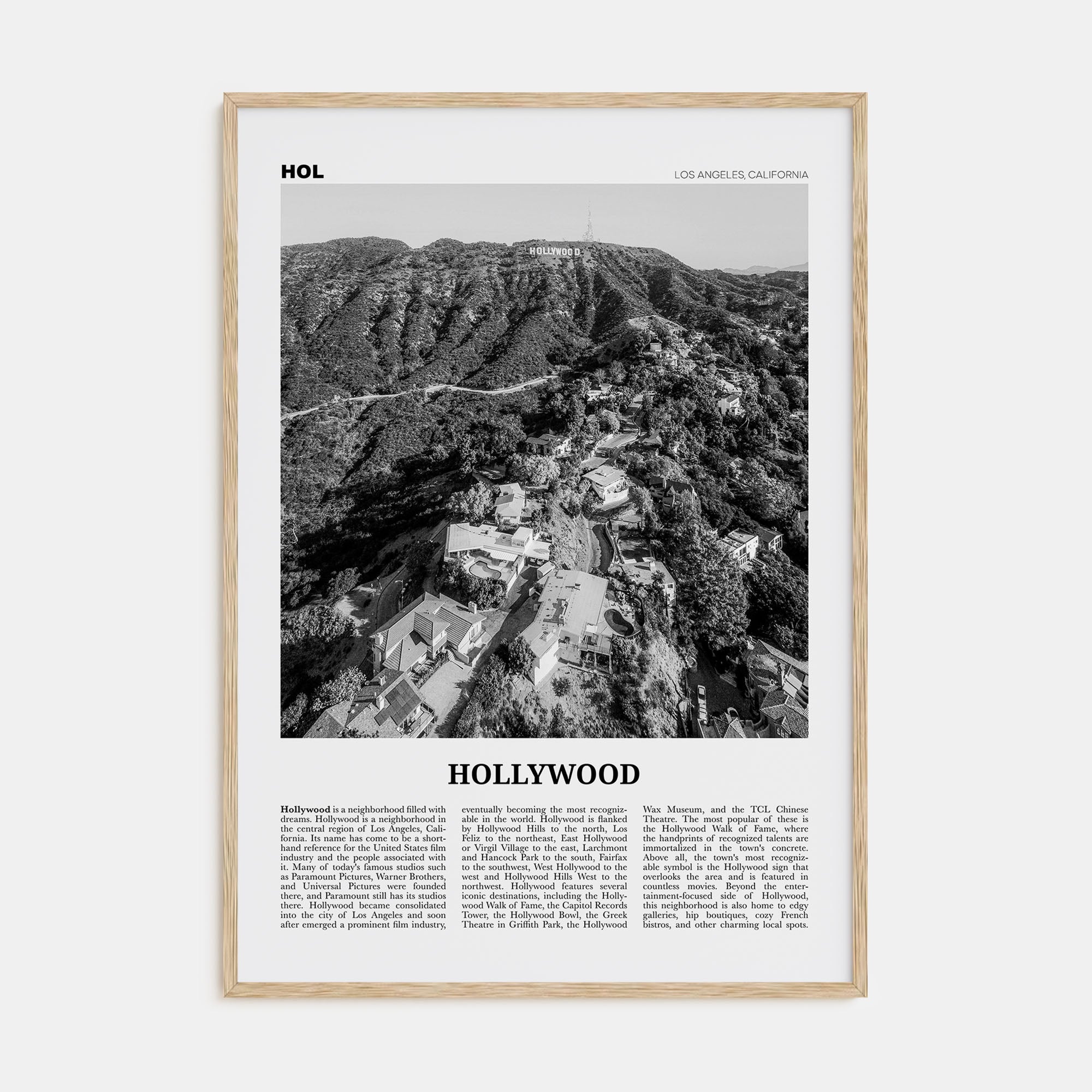 Hollywood Travel B&W Poster
