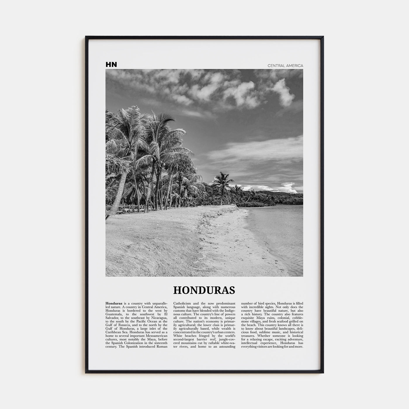 Honduras Travel B&W No 1 Poster