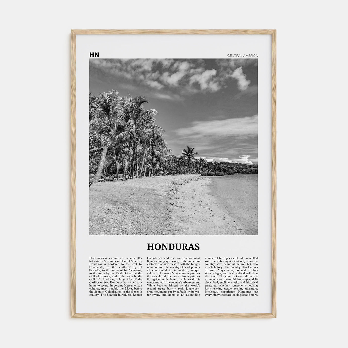 Honduras Travel B&W No 1 Poster