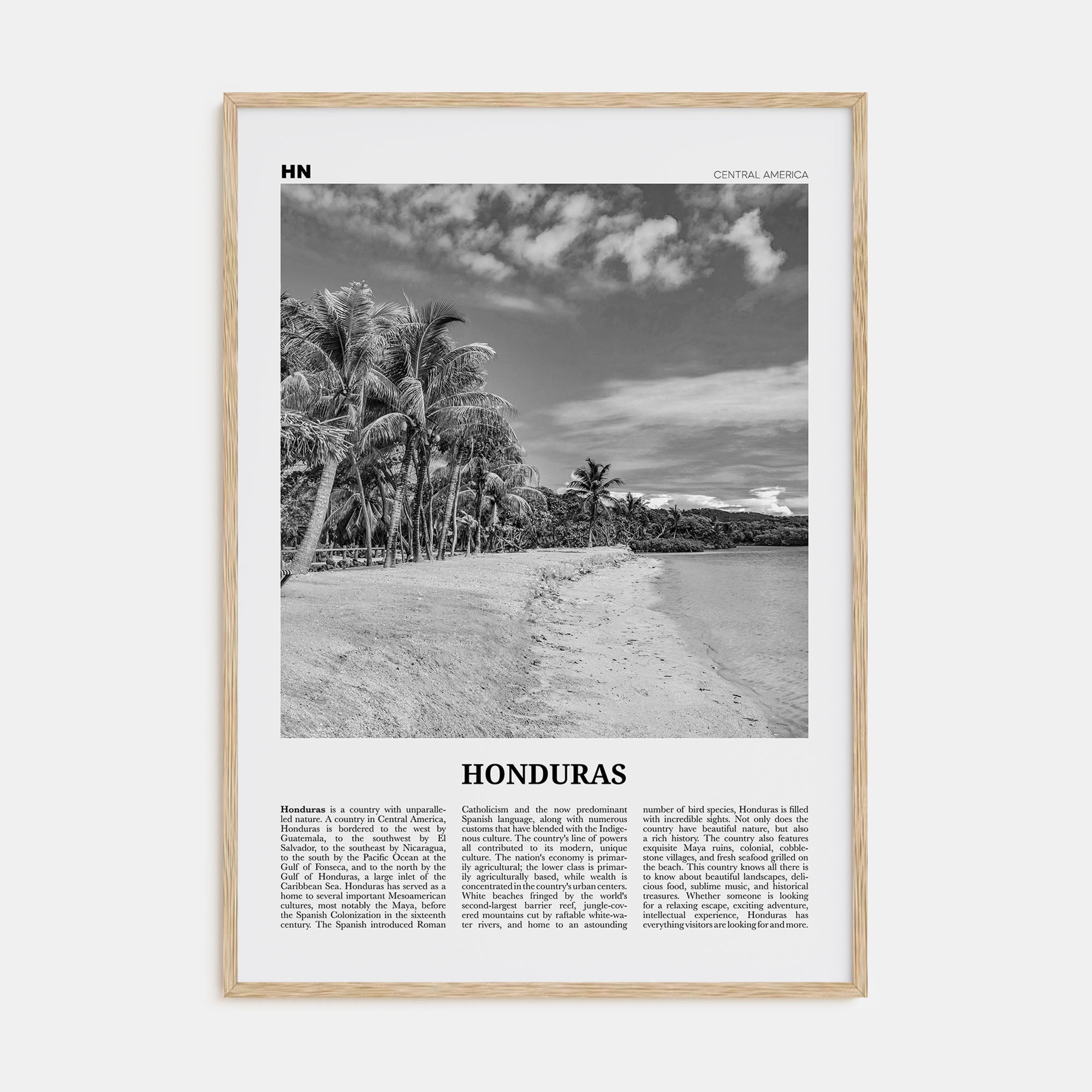 Honduras Travel B&W No 1 Poster