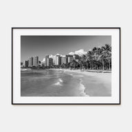 Honolulu Landscape B&W Poster