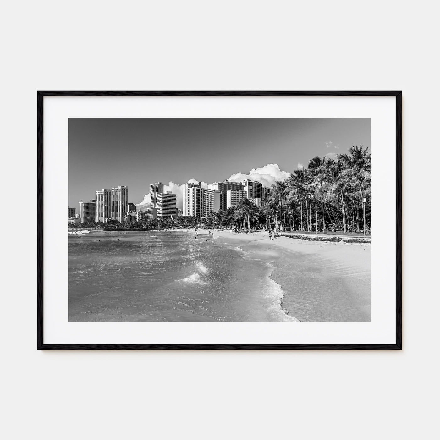 Honolulu Landscape B&W Poster
