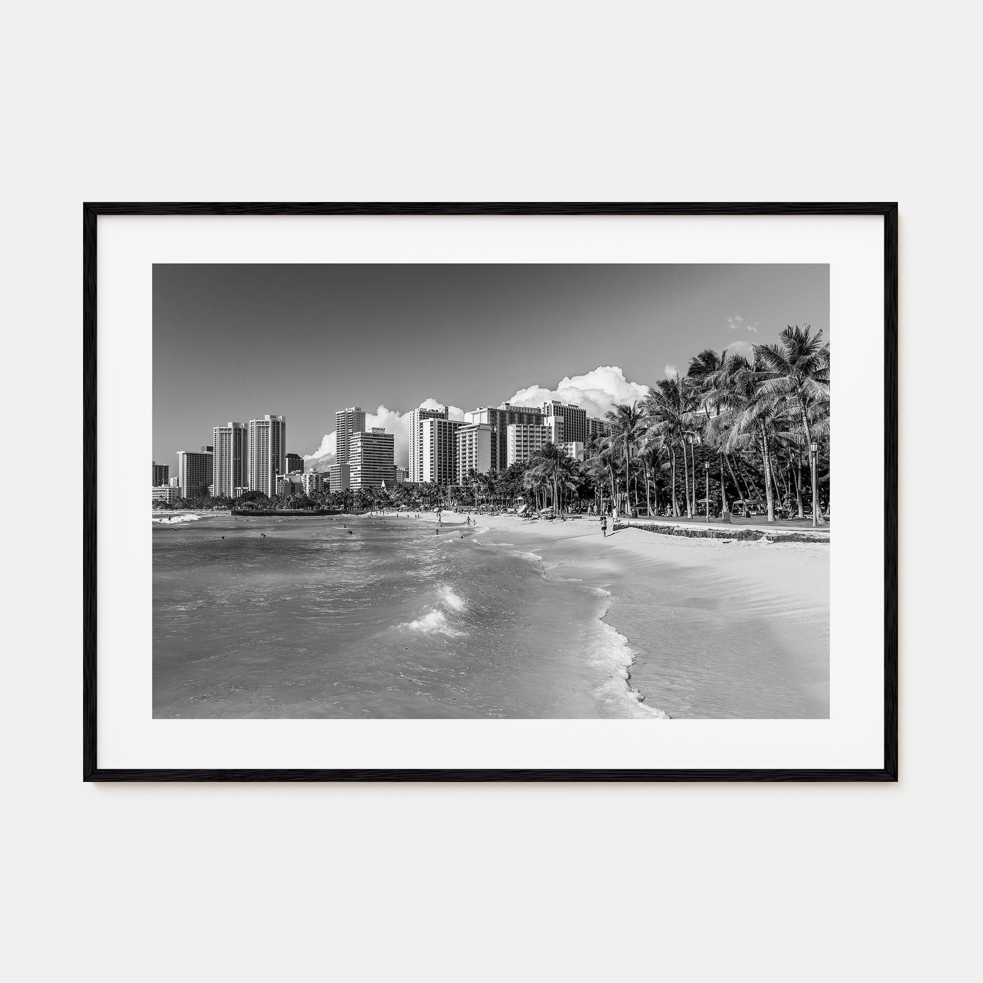 Honolulu Landscape B&W Poster