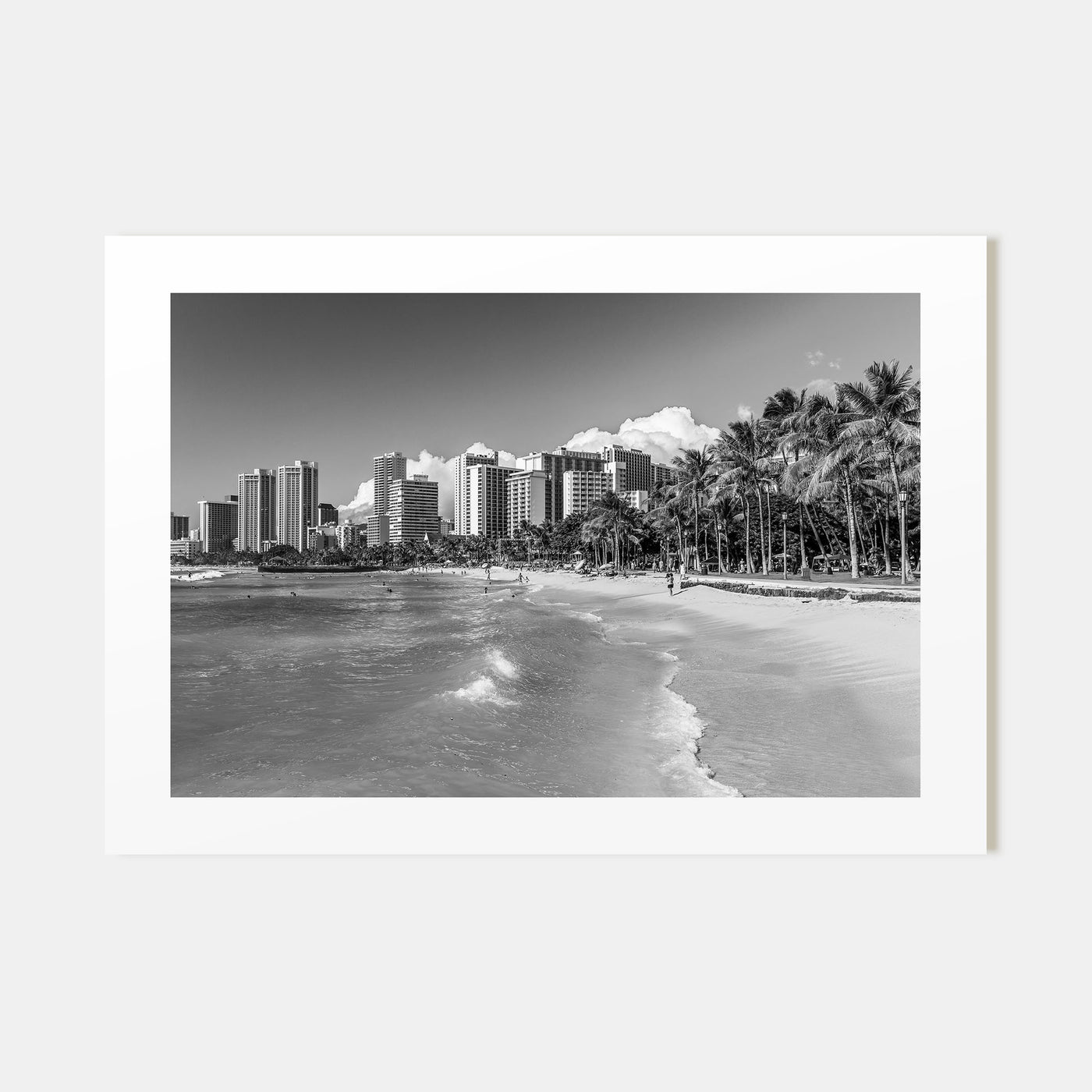 Honolulu Landscape B&W Poster