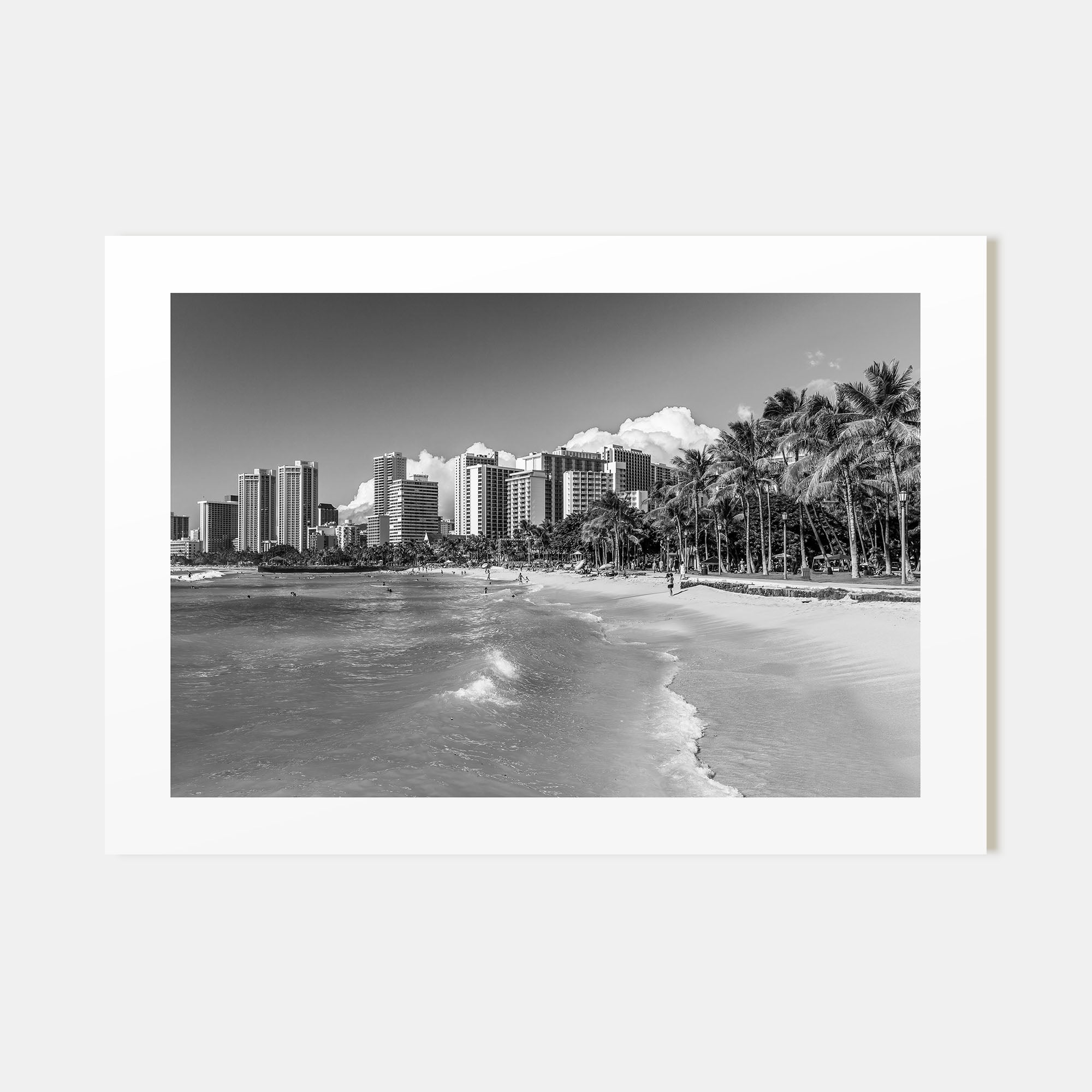 Honolulu Landscape B&W Poster