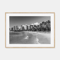 Honolulu Landscape B&W Poster