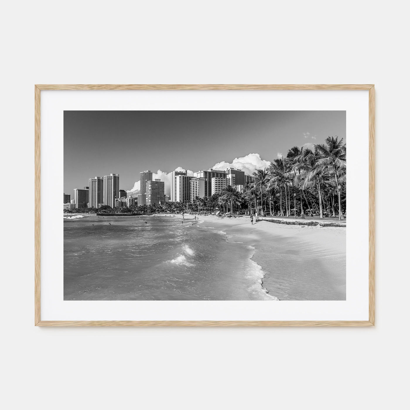 Honolulu Landscape B&W Poster