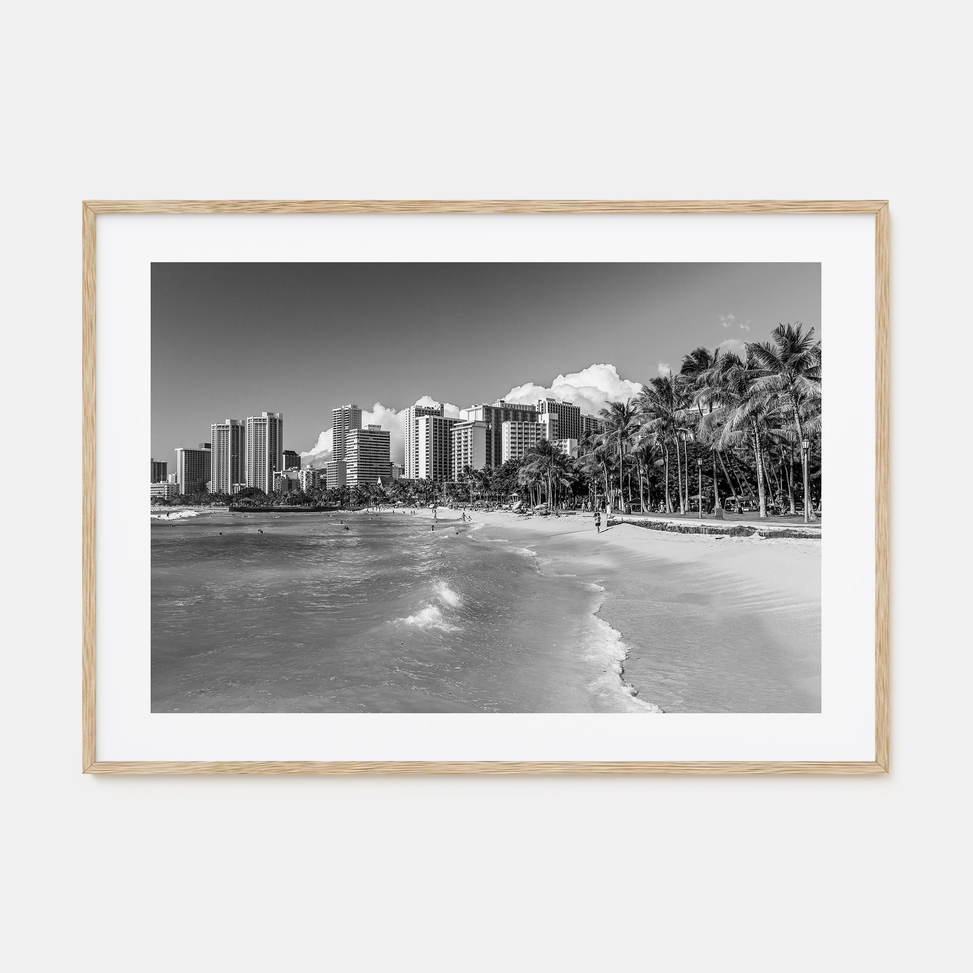 Honolulu Landscape B&W Poster