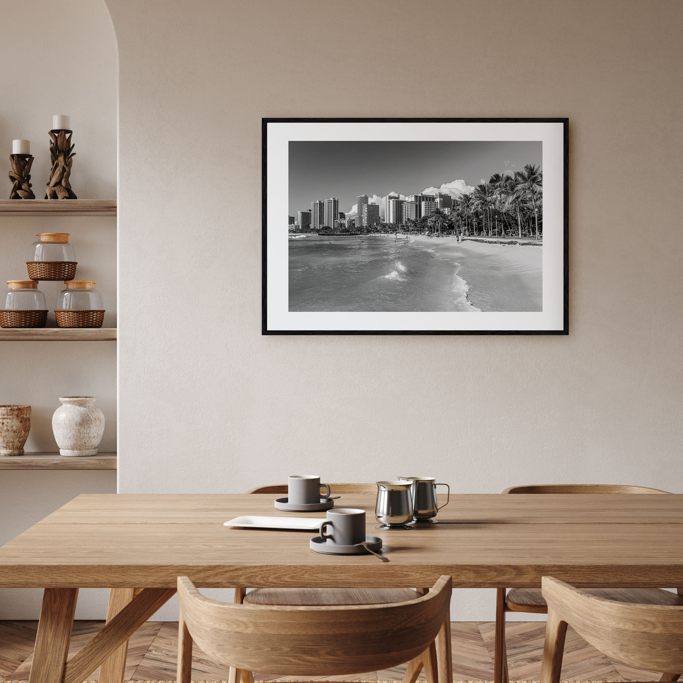 Honolulu Landscape B&W Poster