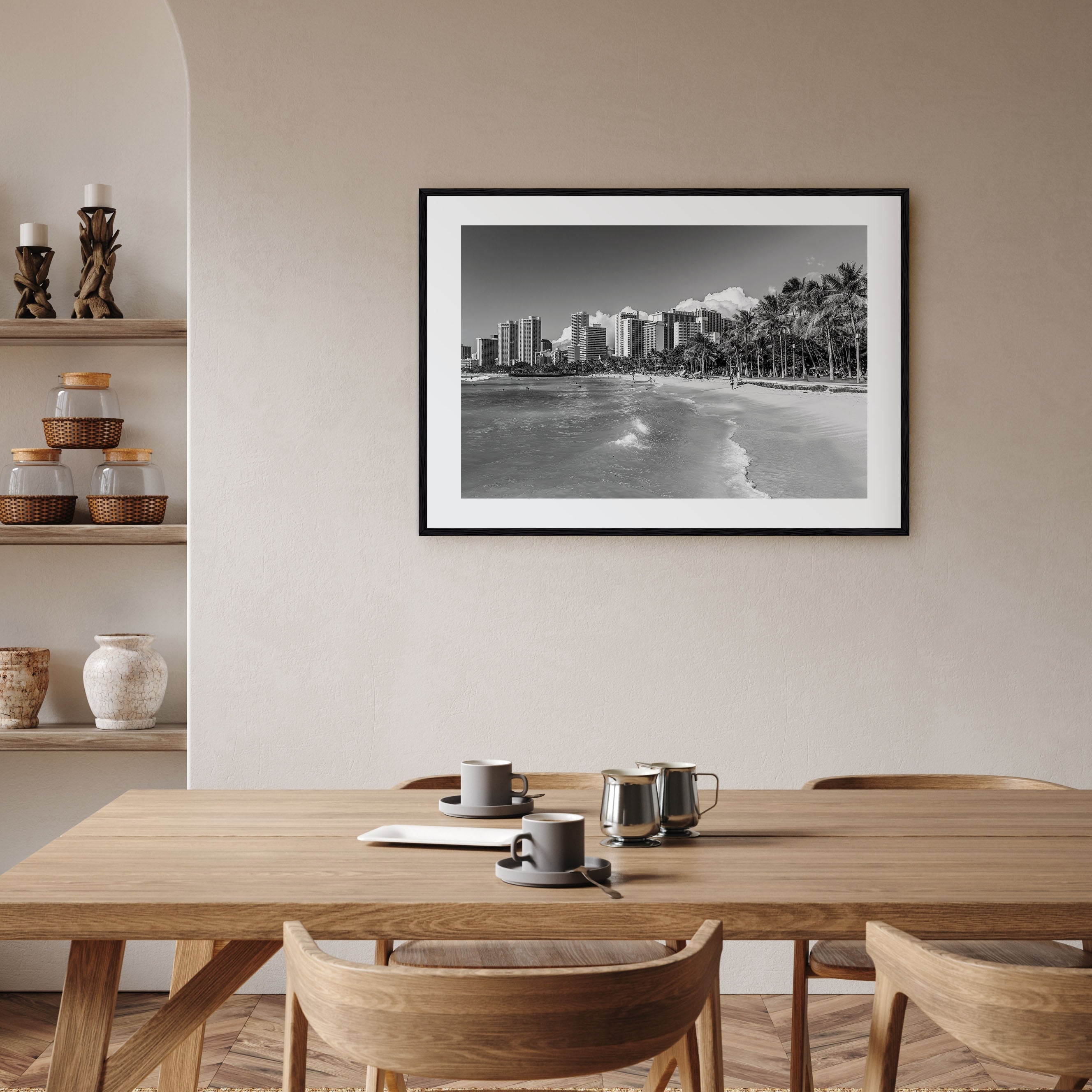 Honolulu Landscape B&W Poster