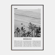Honolulu Travel B&W No 1 Poster