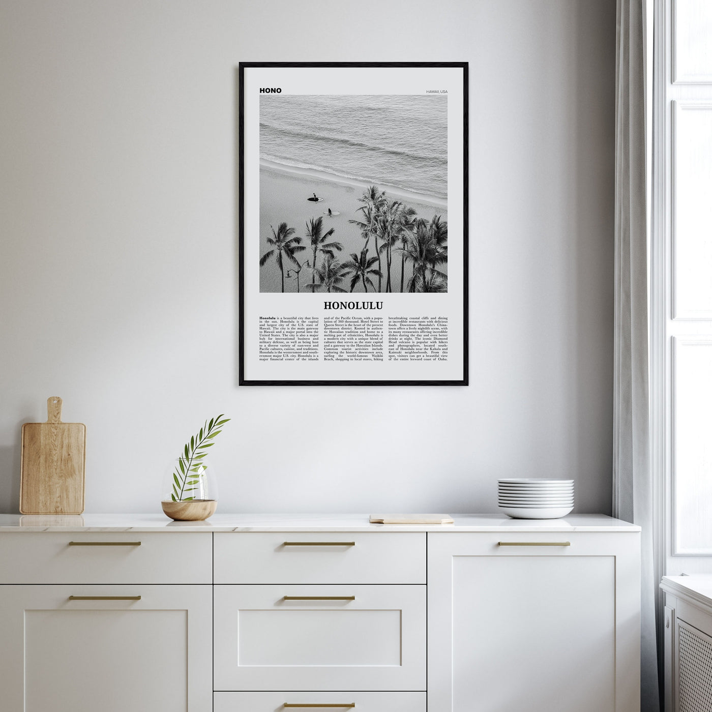 Honolulu Travel B&W No 1 Poster