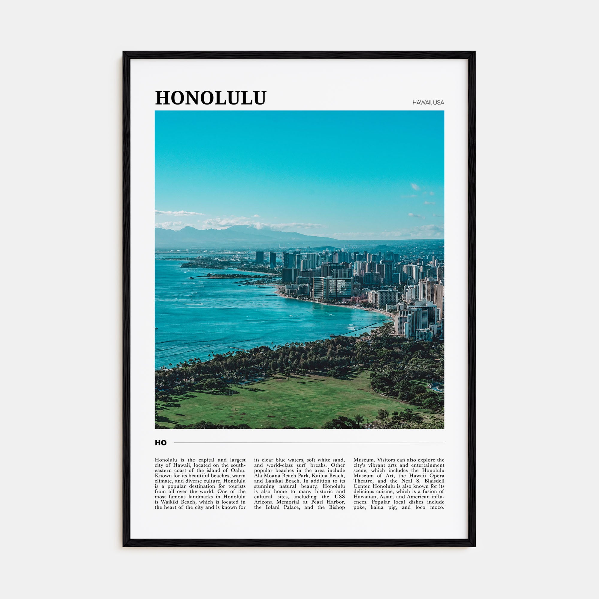 Honolulu Travel Color Poster