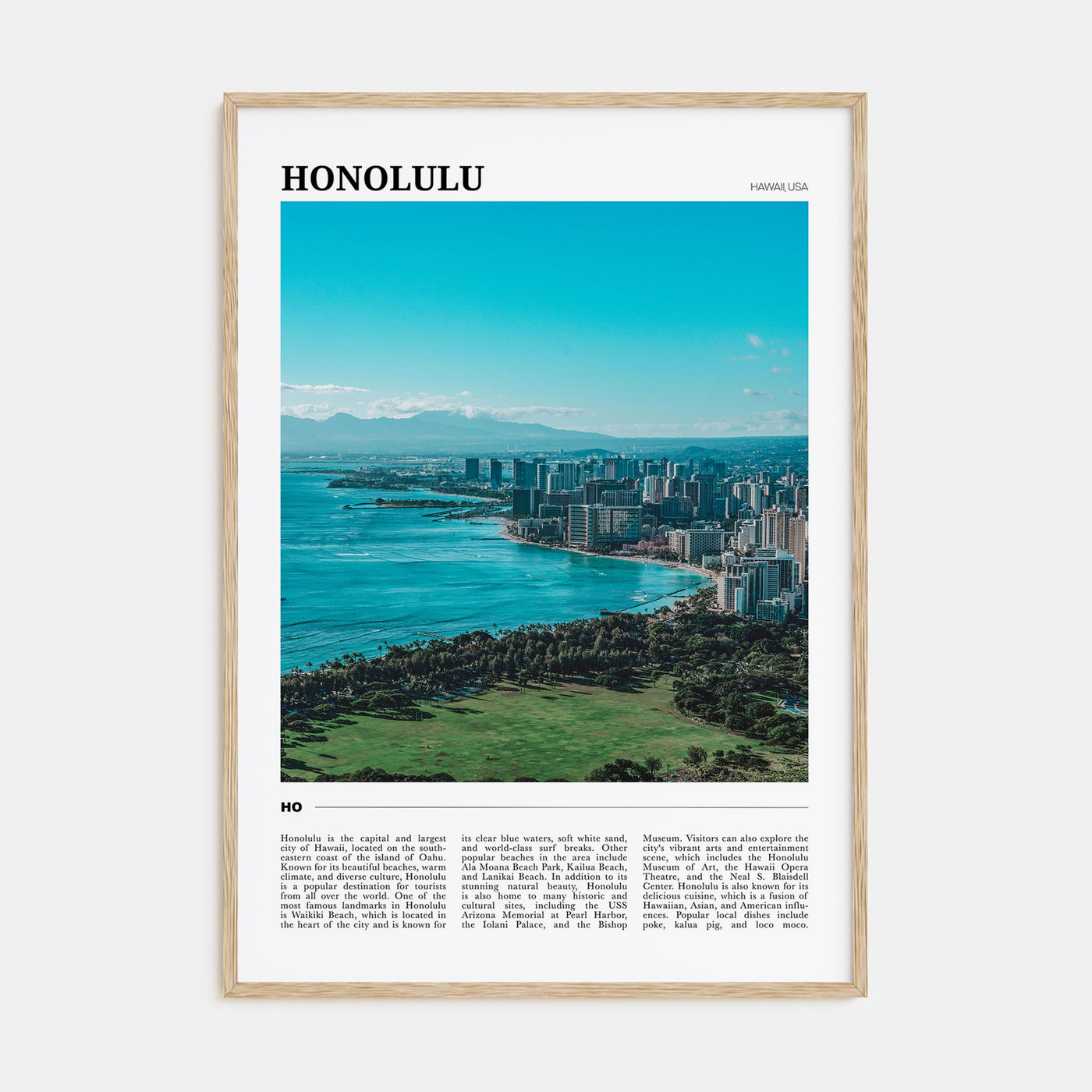 Honolulu Travel Color Poster