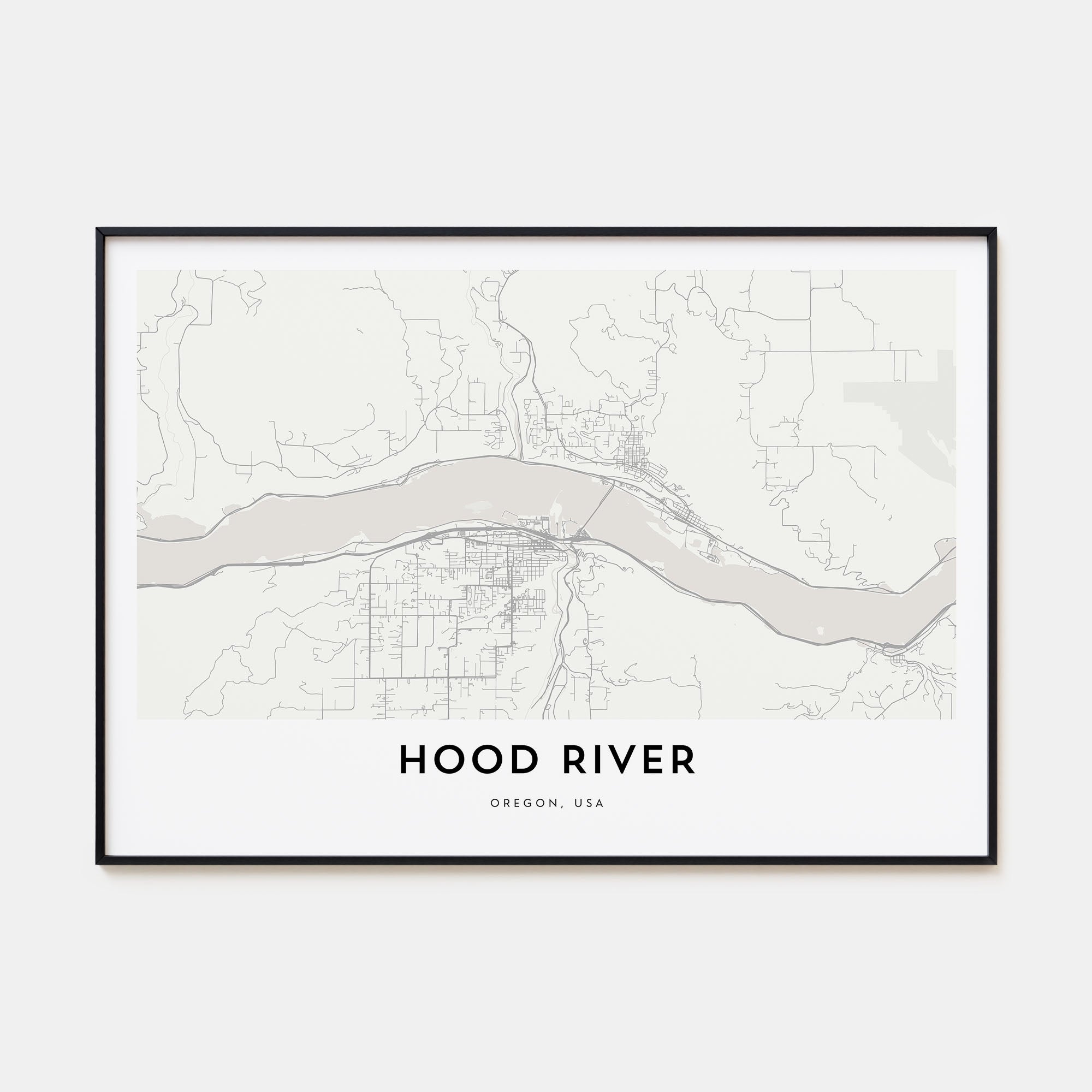 Hood River Map Landscape Poster