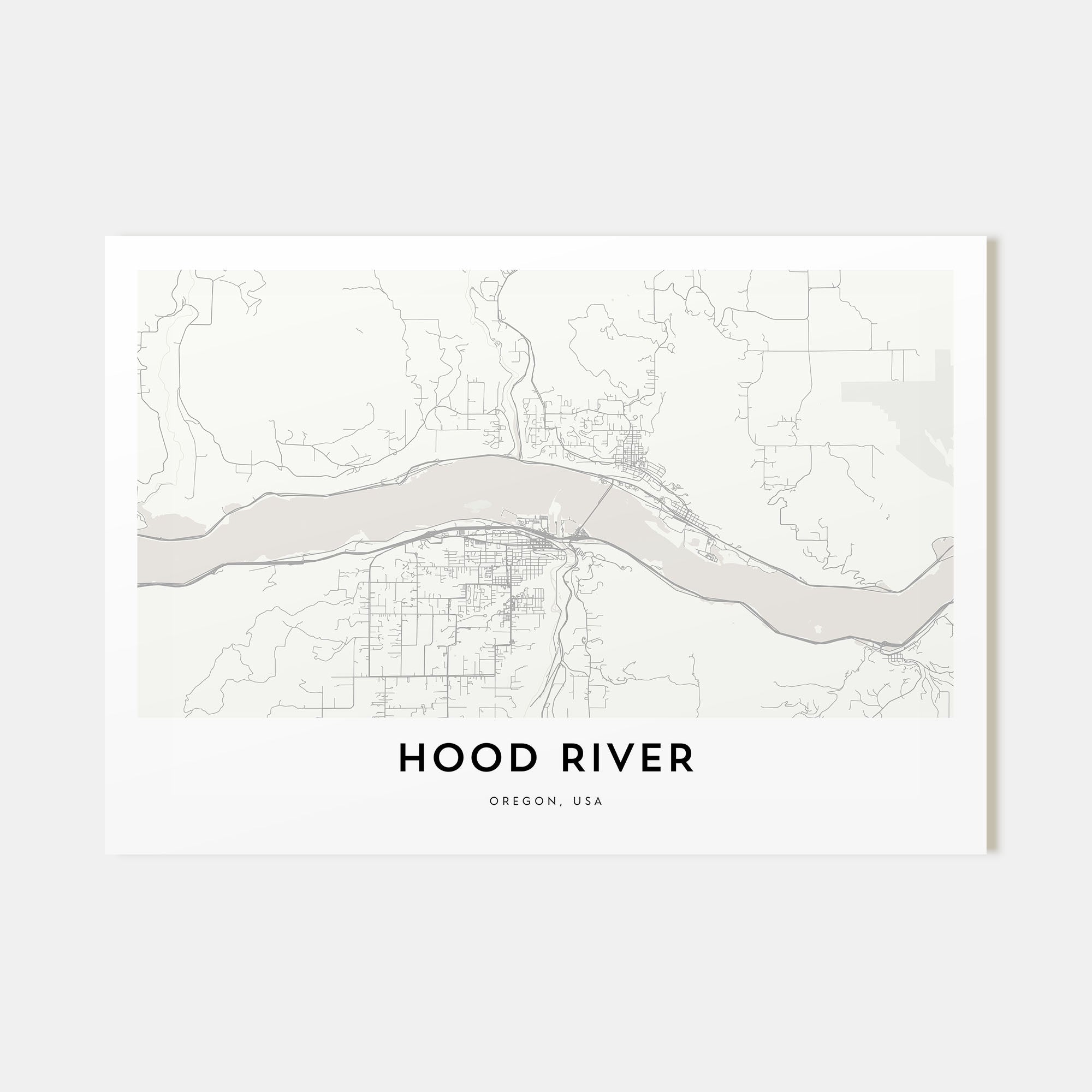 Hood River Map Landscape Poster