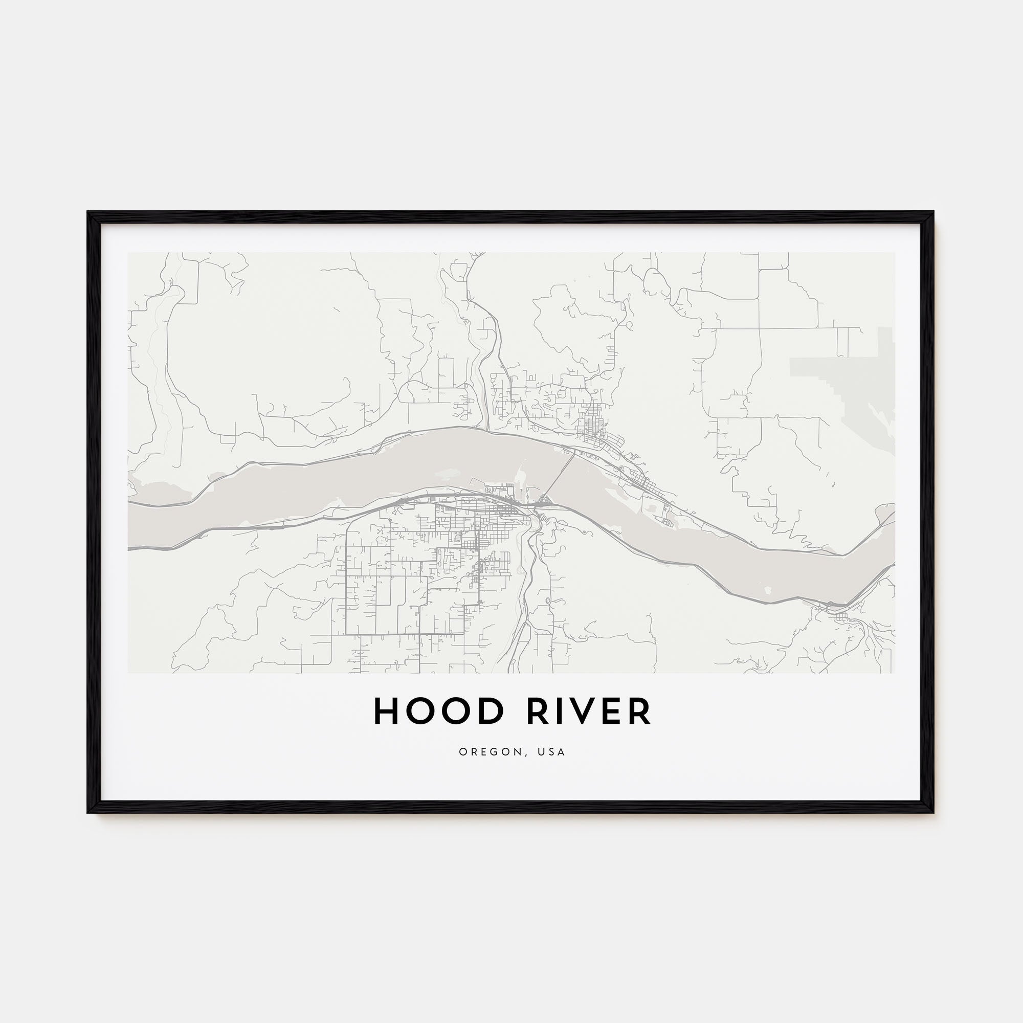 Hood River Map Landscape Poster