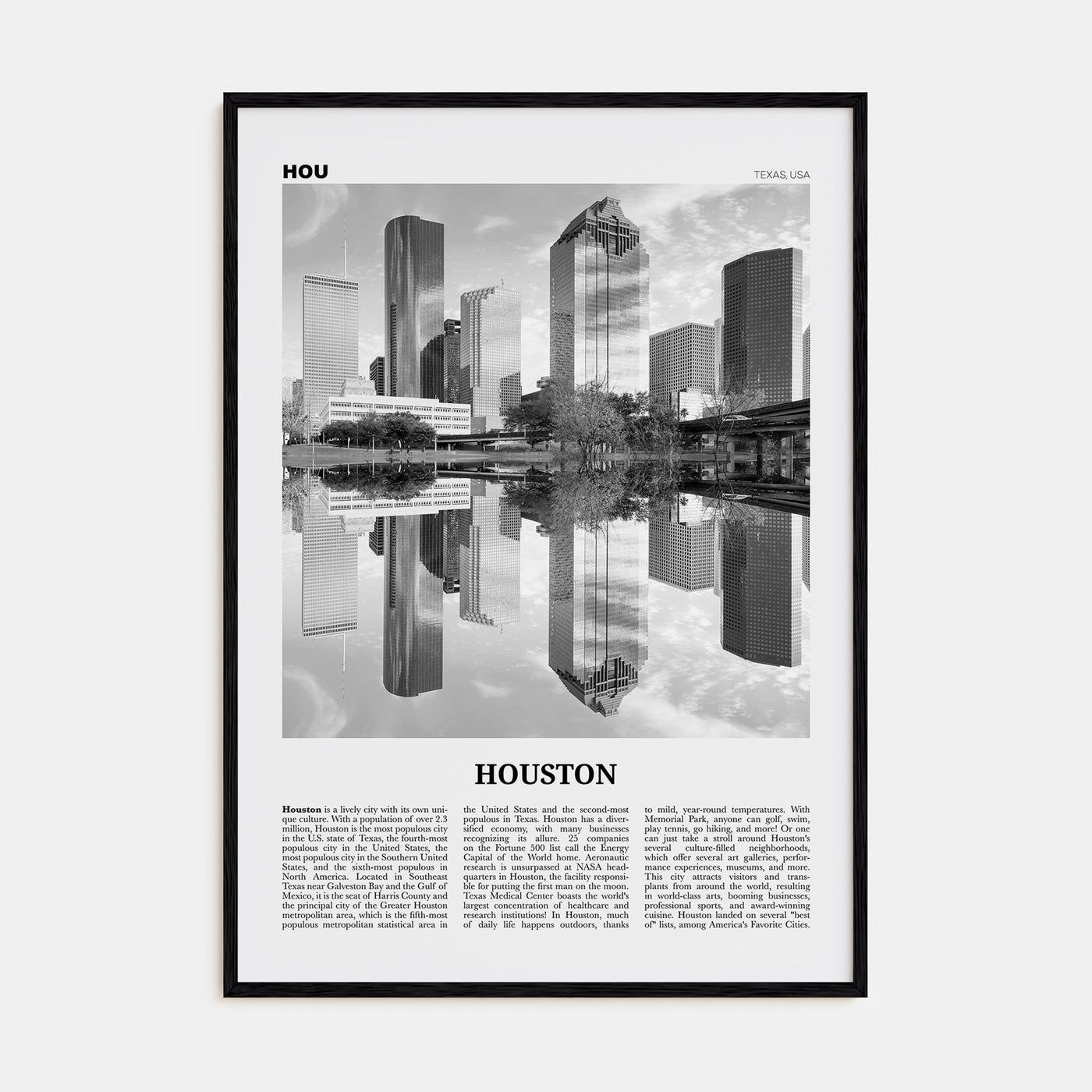 Houston Travel B&W No 2 Poster