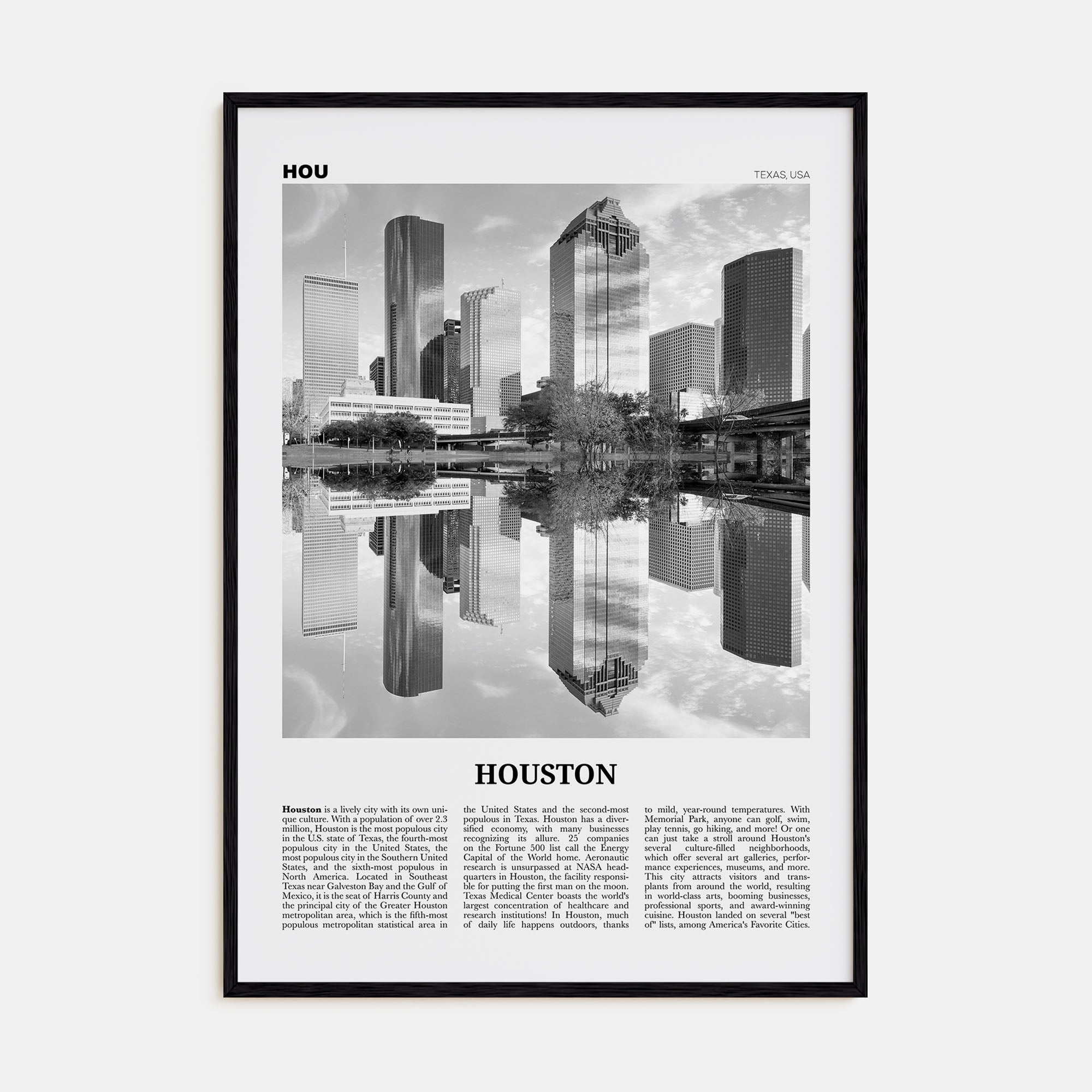 Houston Travel B&W No 2 Poster