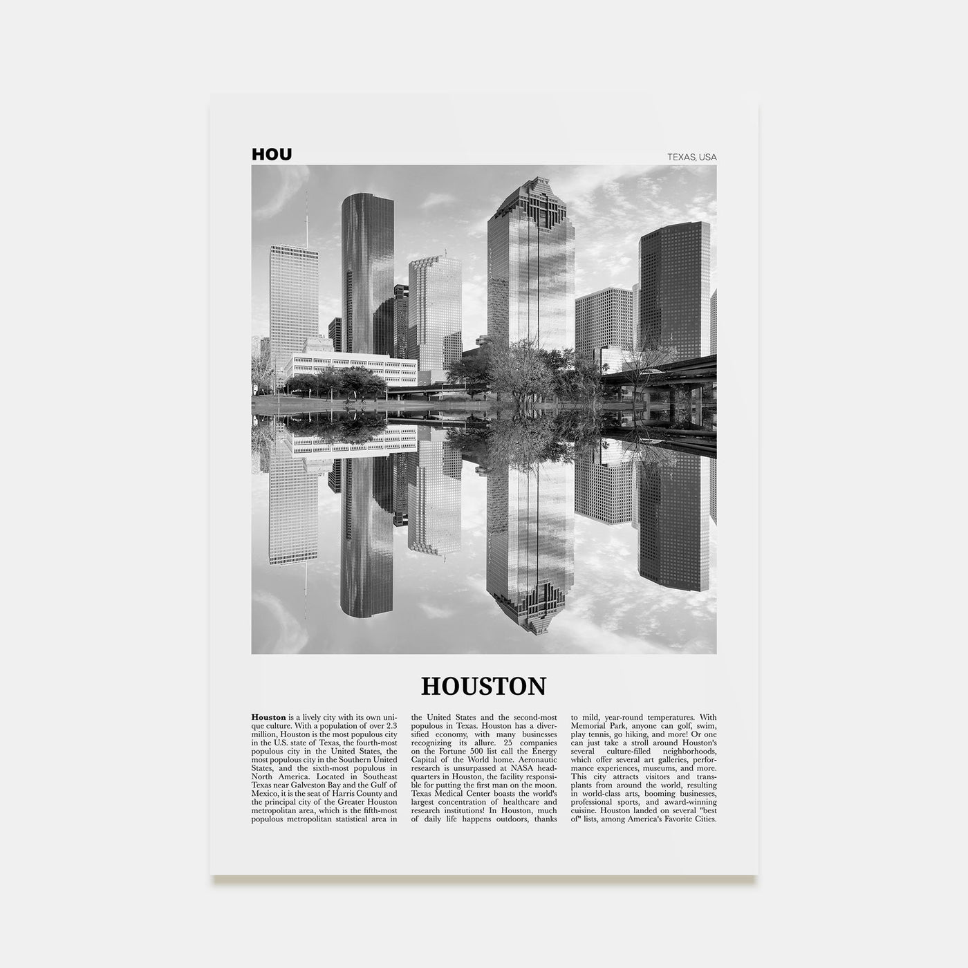 Houston Travel B&W No 2 Poster