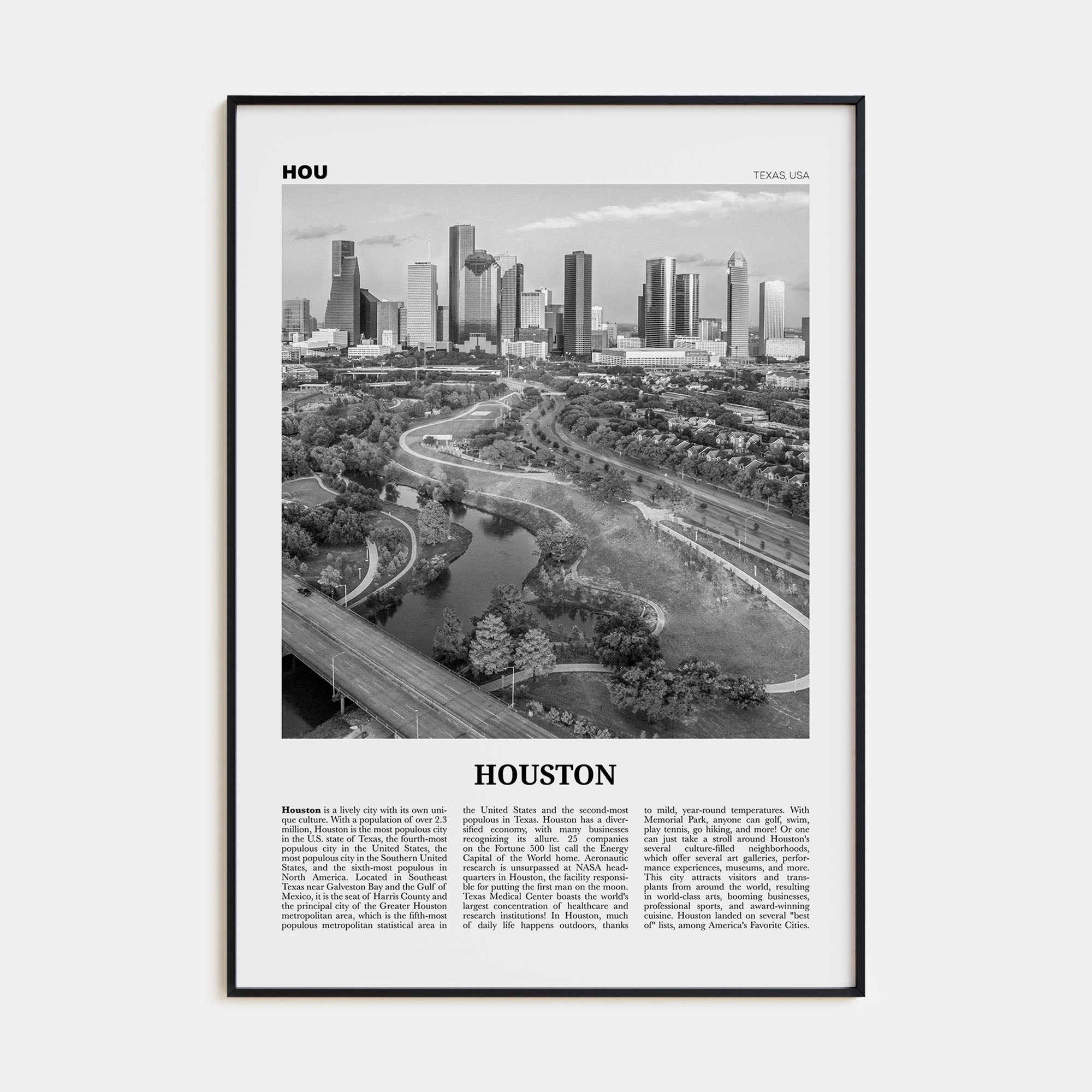 Houston Travel B&W No 4 Poster