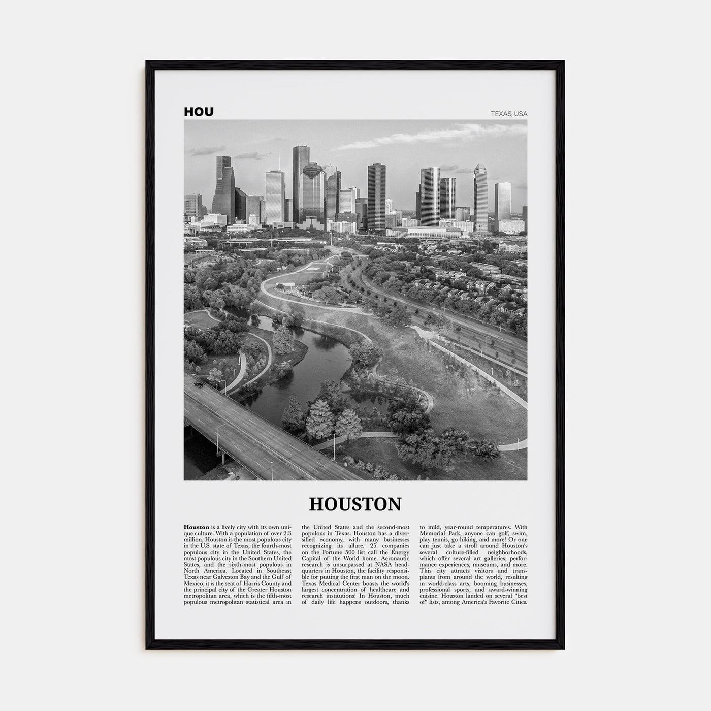 Houston Travel B&W No 4 Poster