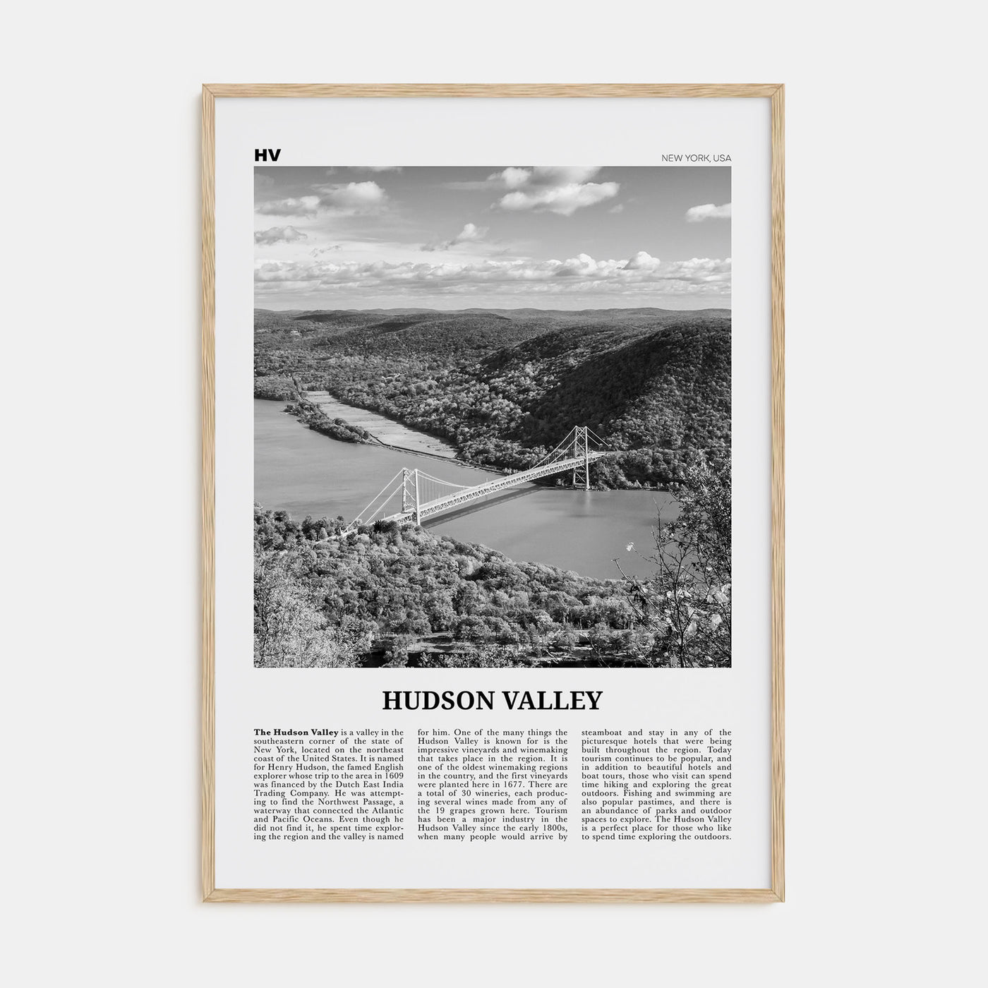 Hudson Valley Travel B&W Poster