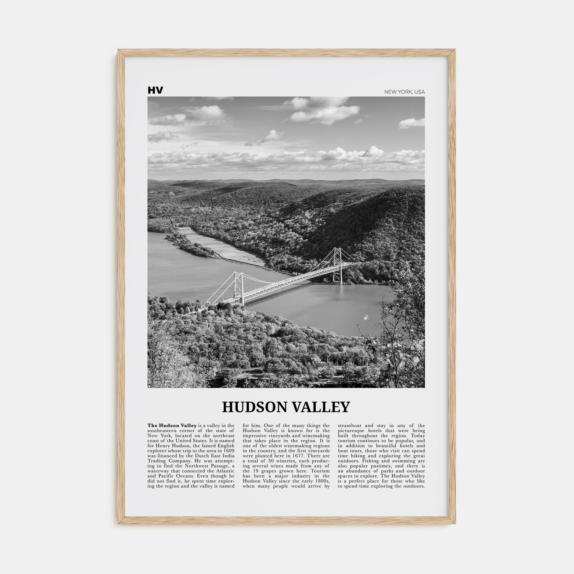 Hudson Valley Travel B&W Poster