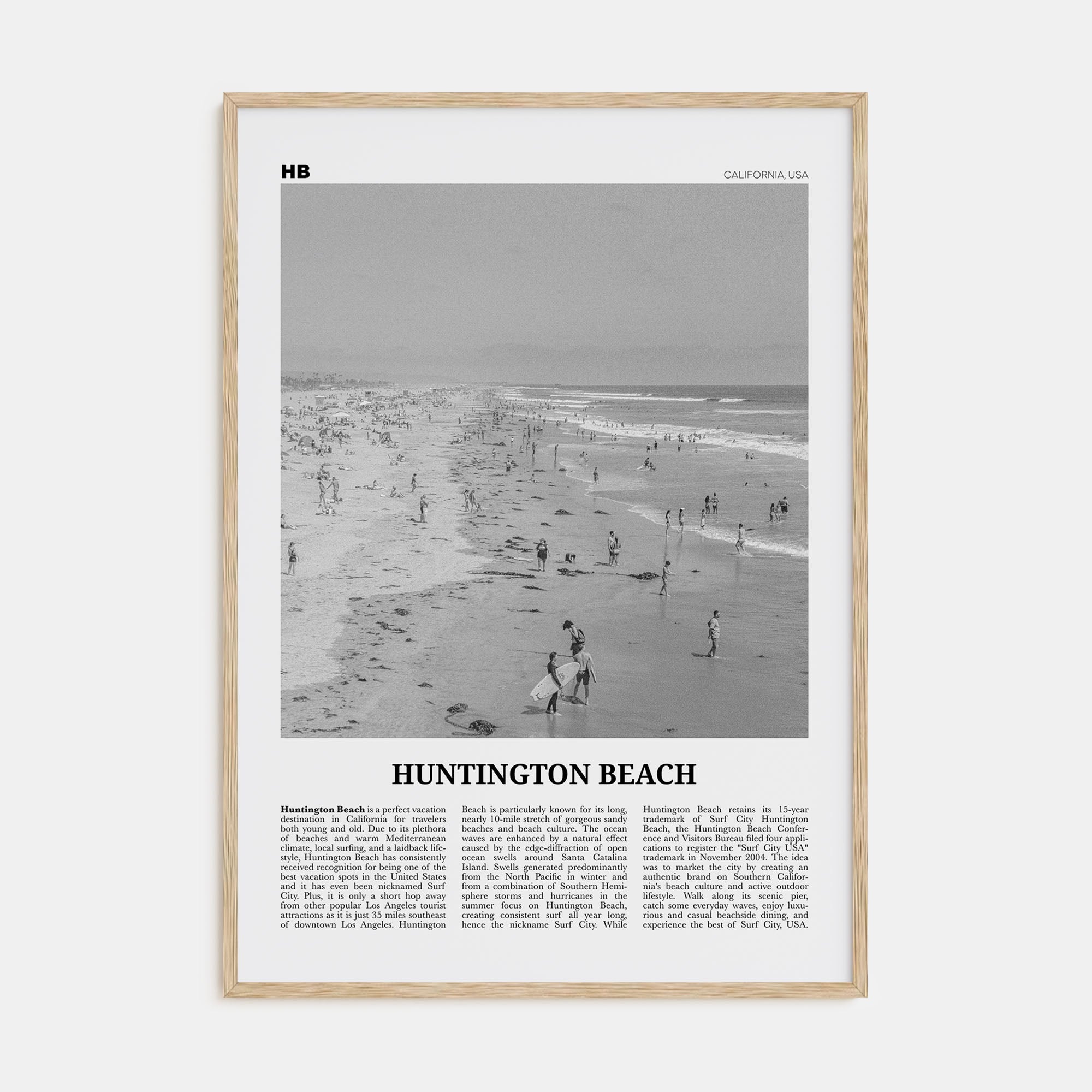 Huntington Beach Travel B&W No 2 Poster