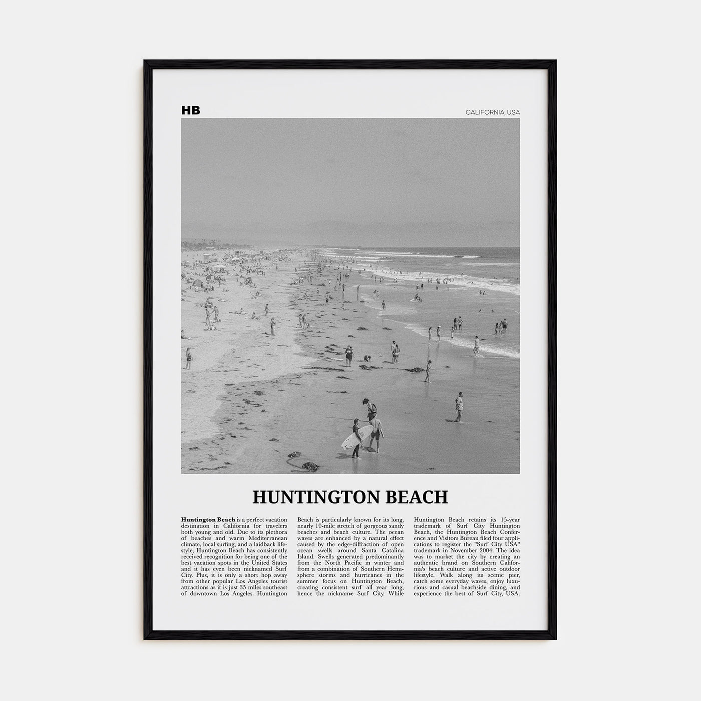 Huntington Beach Travel B&W No 2 Poster