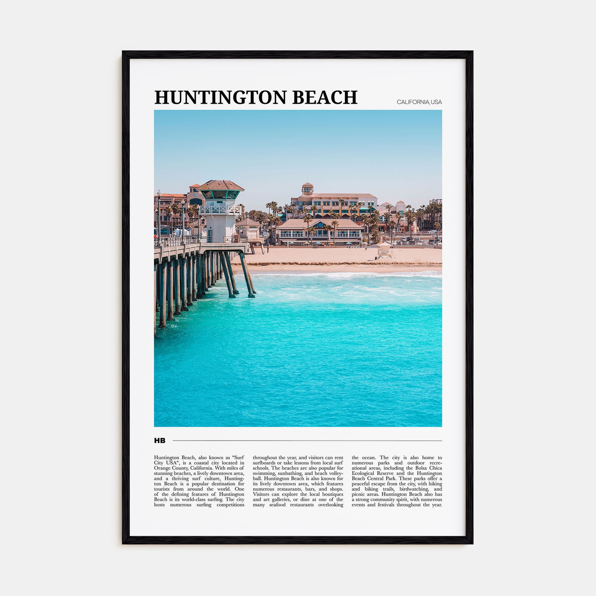 Huntington Beach Travel Color Poster