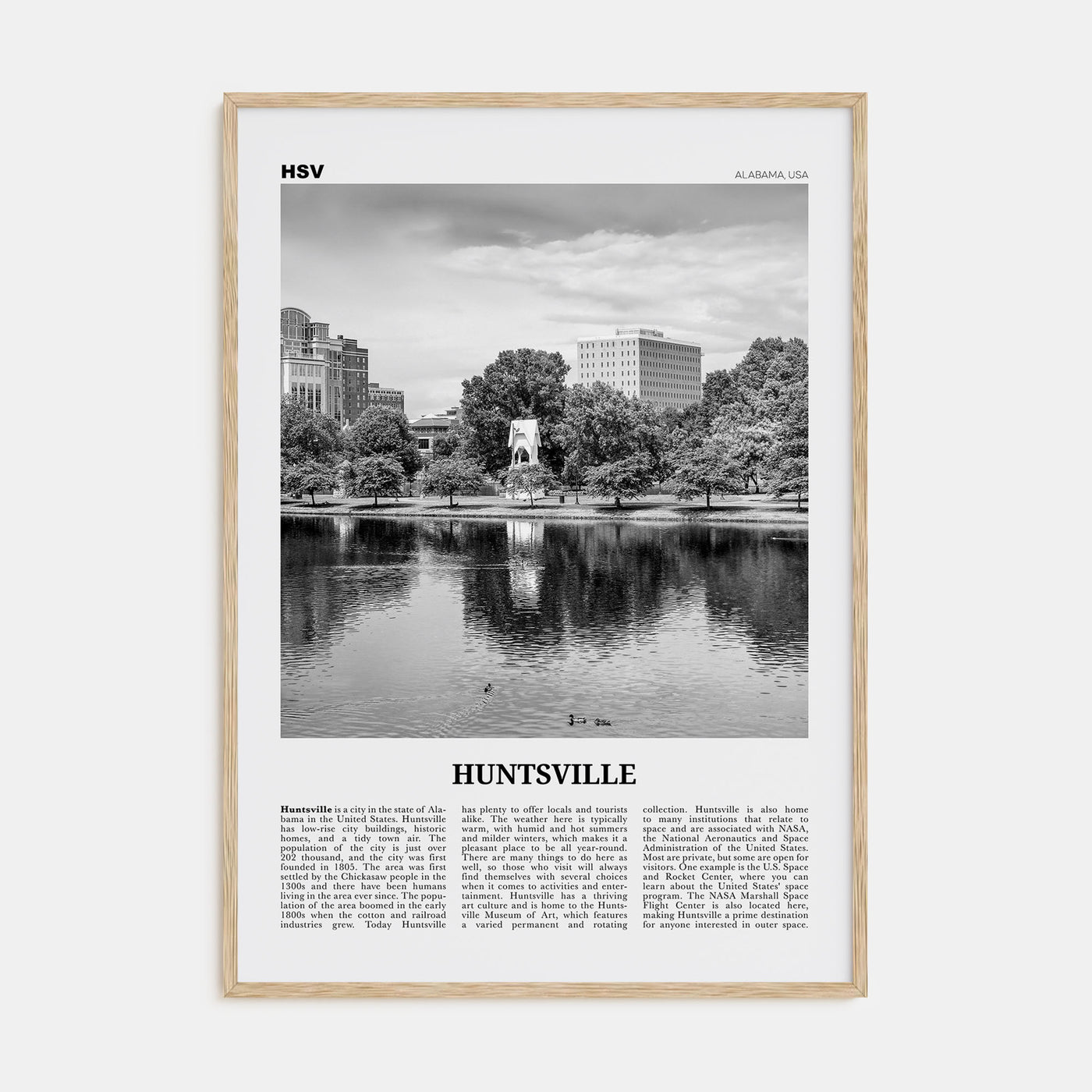 Huntsville Travel B&W Poster