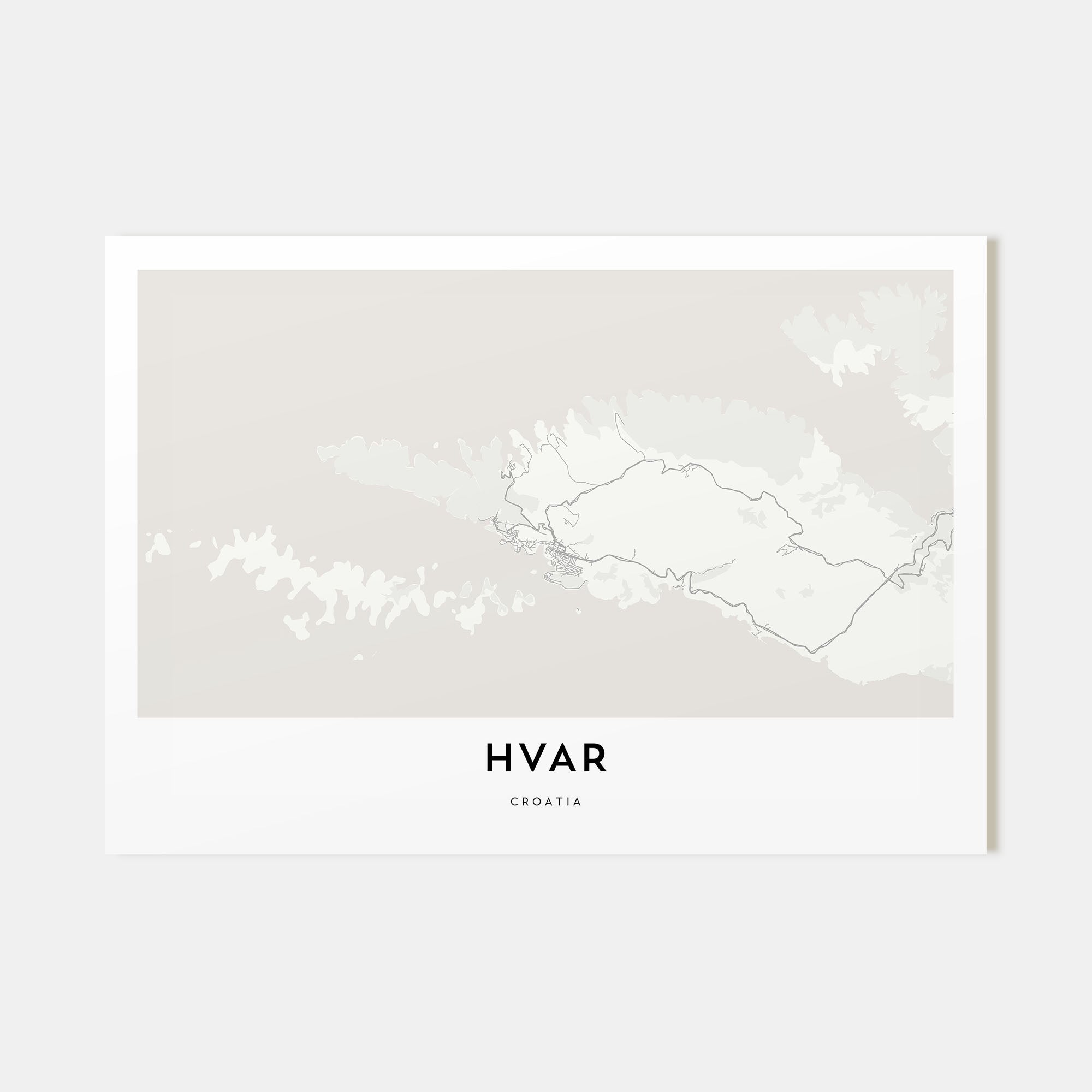 Hvar Map Landscape Poster