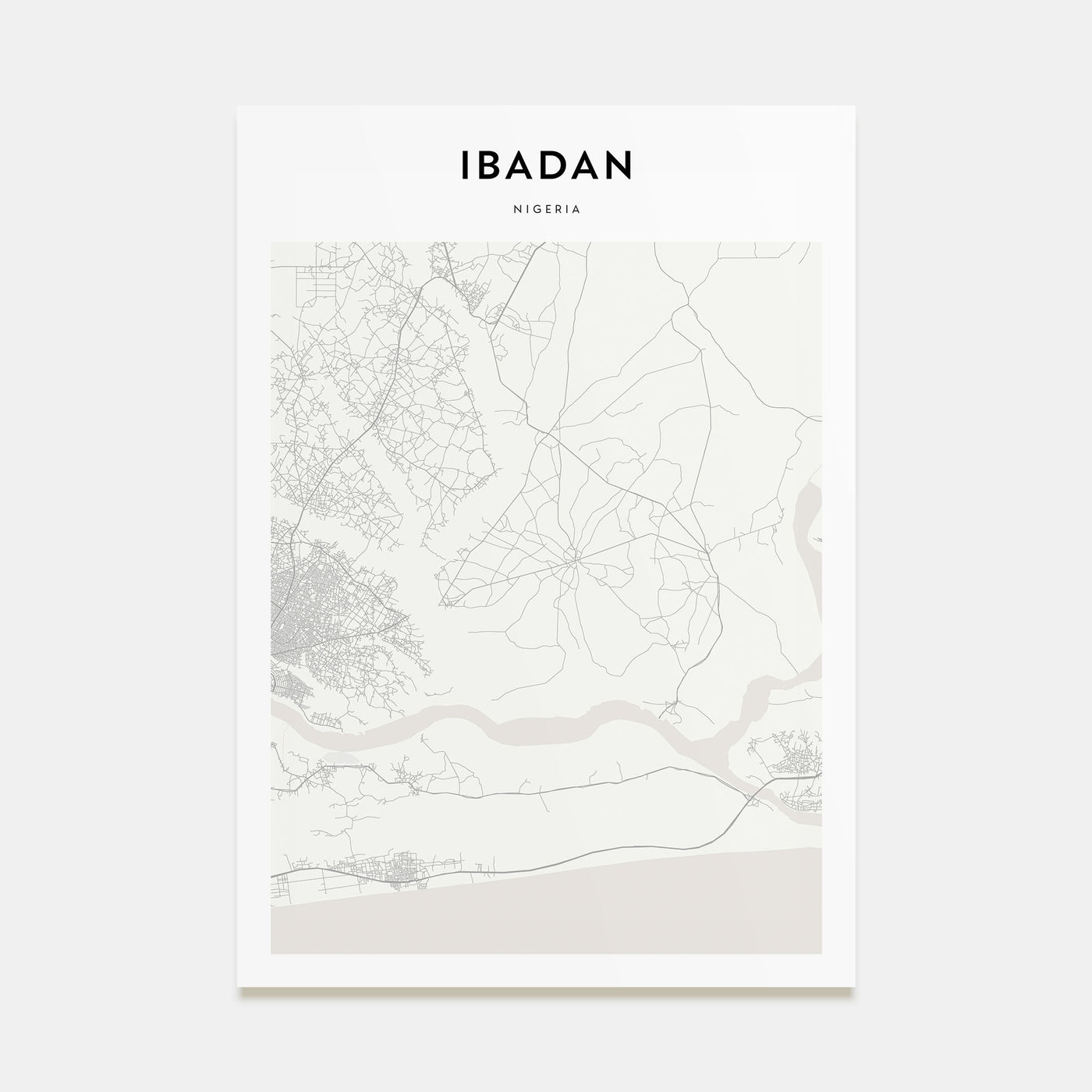 Ibadan Map Portrait Poster