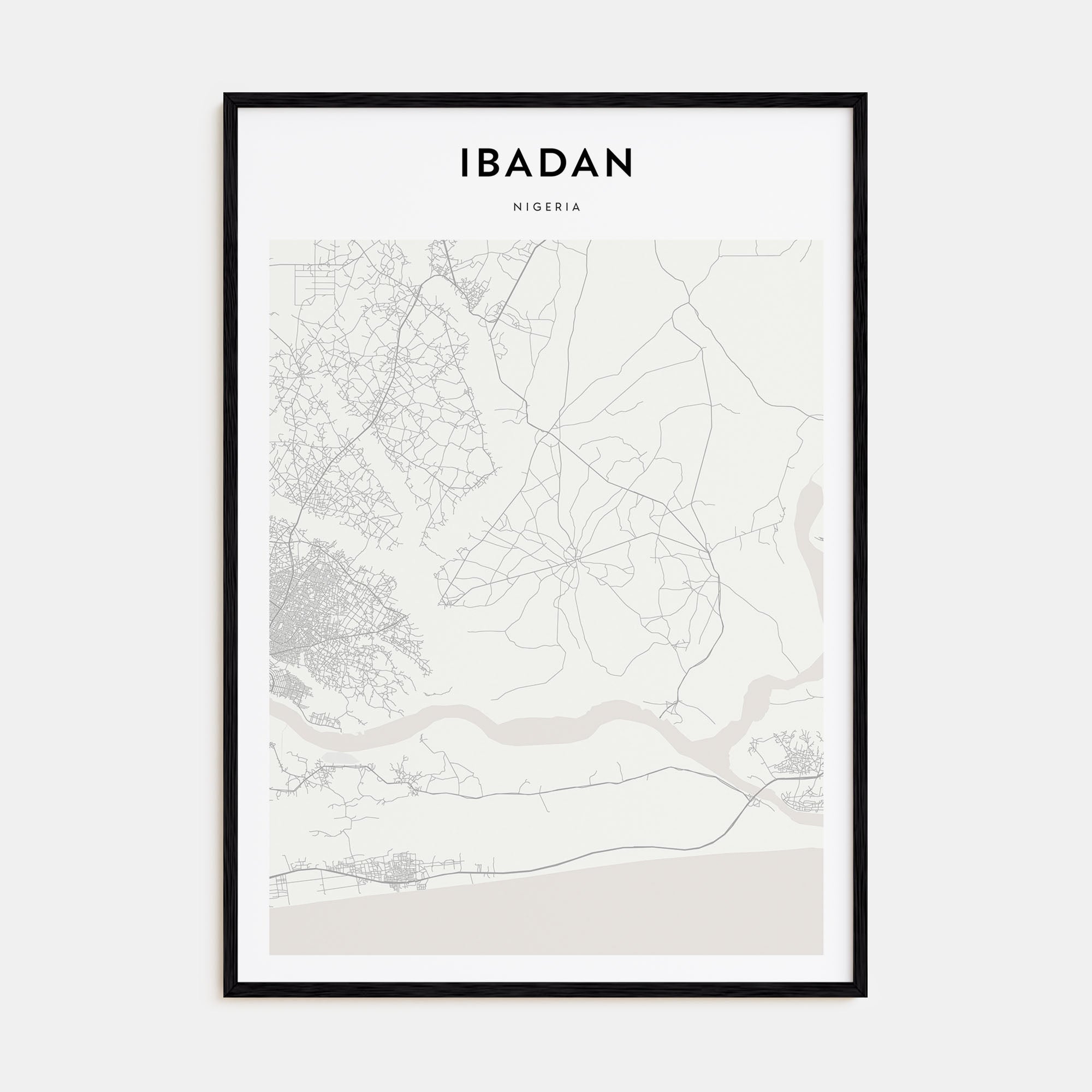 Ibadan Map Portrait Poster