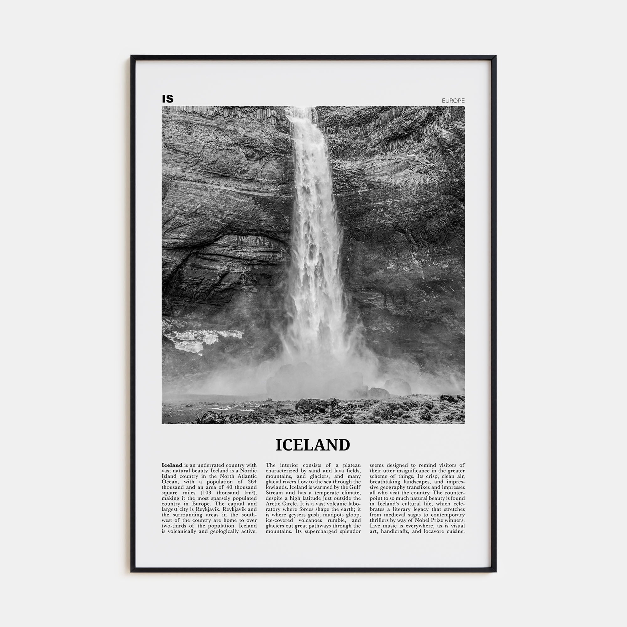 Iceland Travel B&W No 1 Poster
