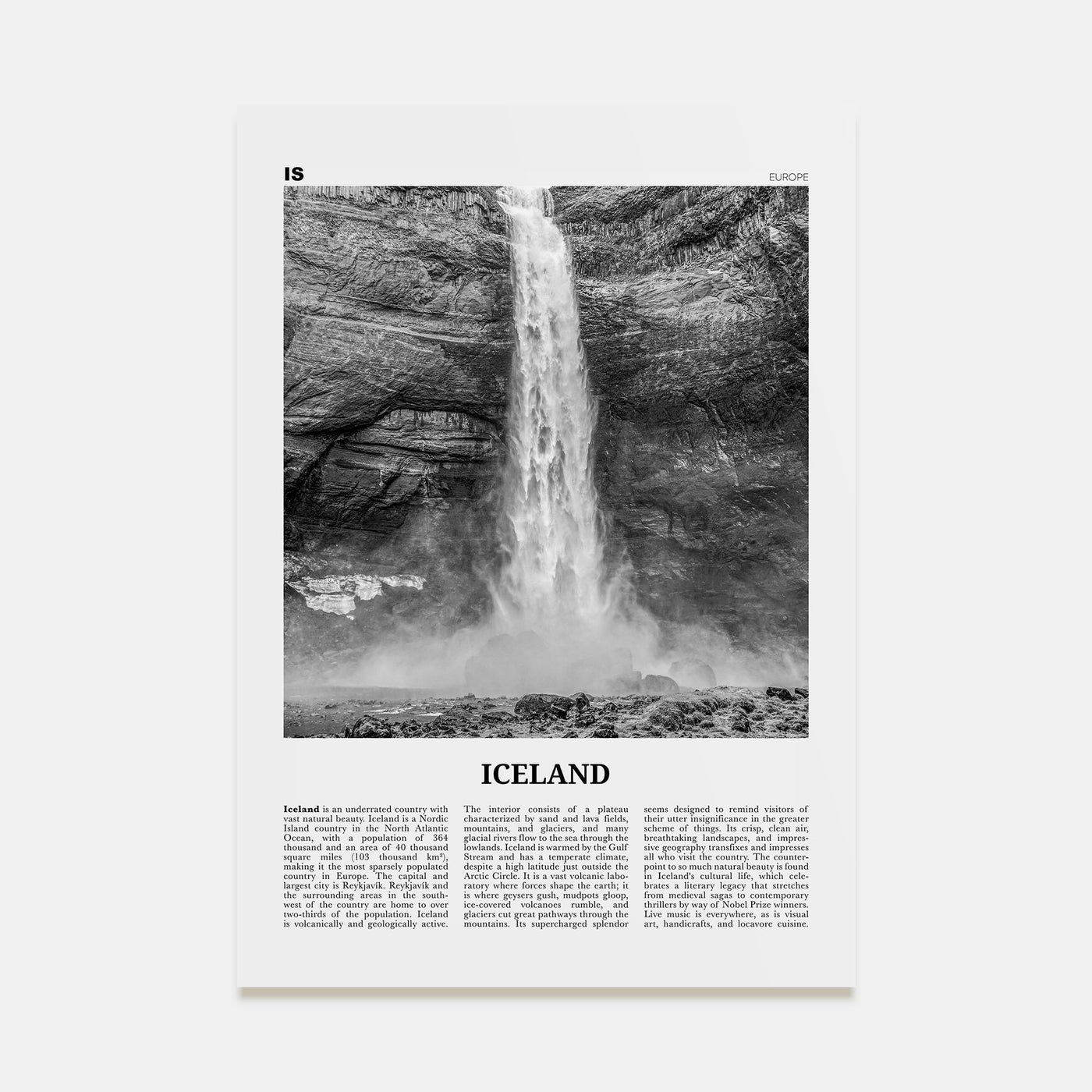 Iceland Travel B&W No 1 Poster