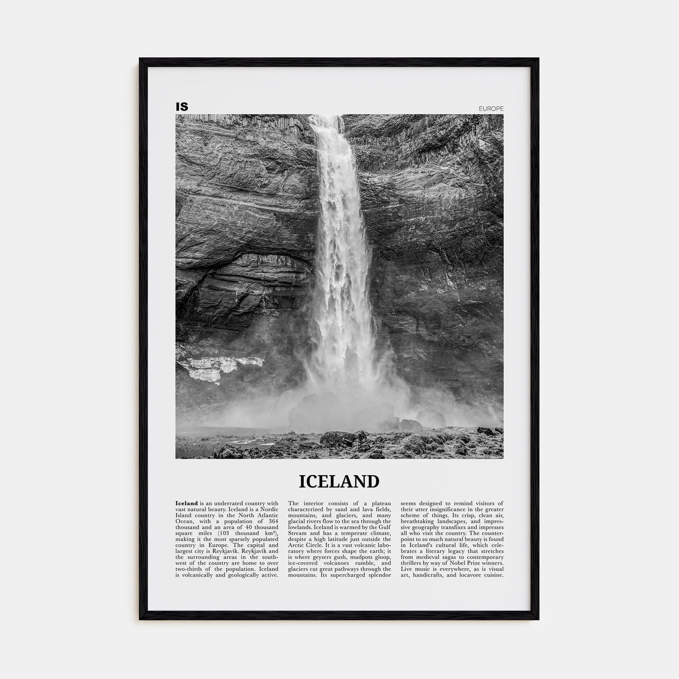Iceland Travel B&W No 1 Poster