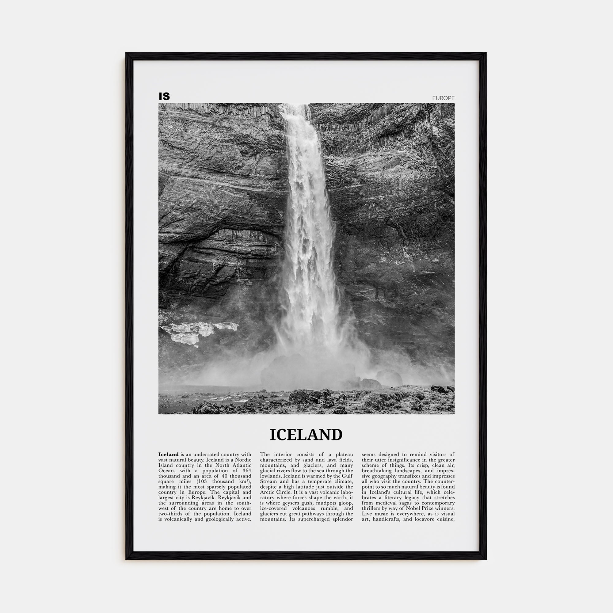 Iceland Travel B&W No 1 Poster