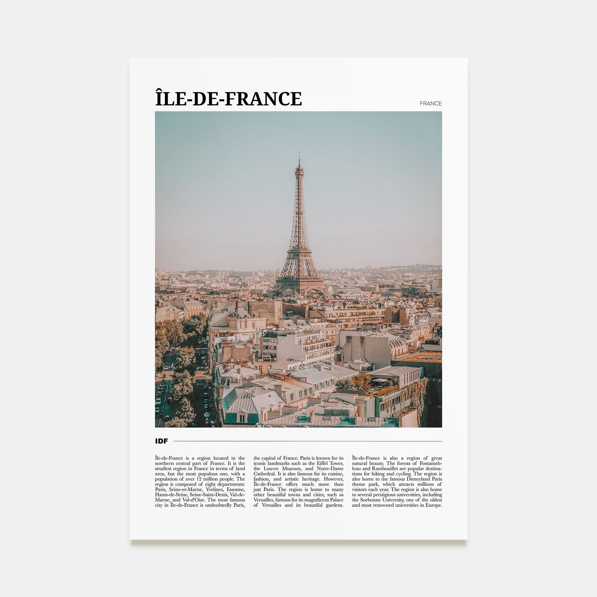 Île-de-France Travel Color Poster