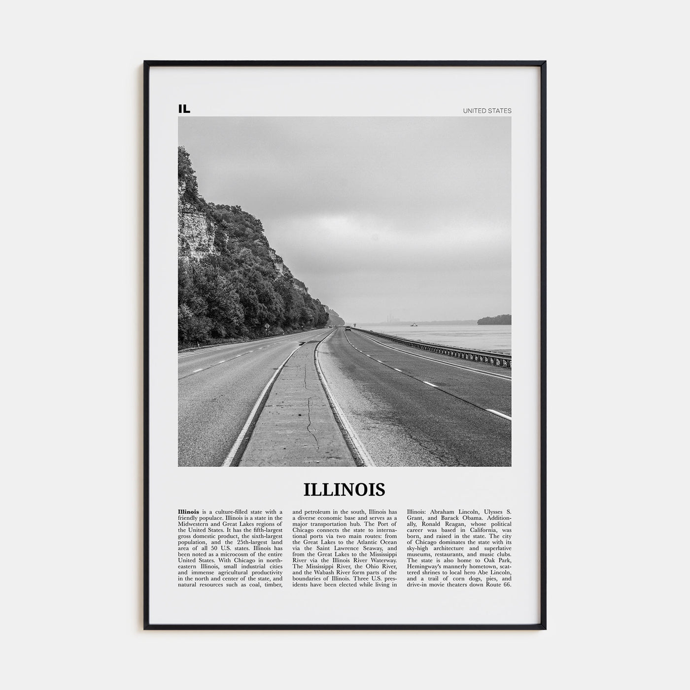 Illinois Travel B&W No 1 Poster