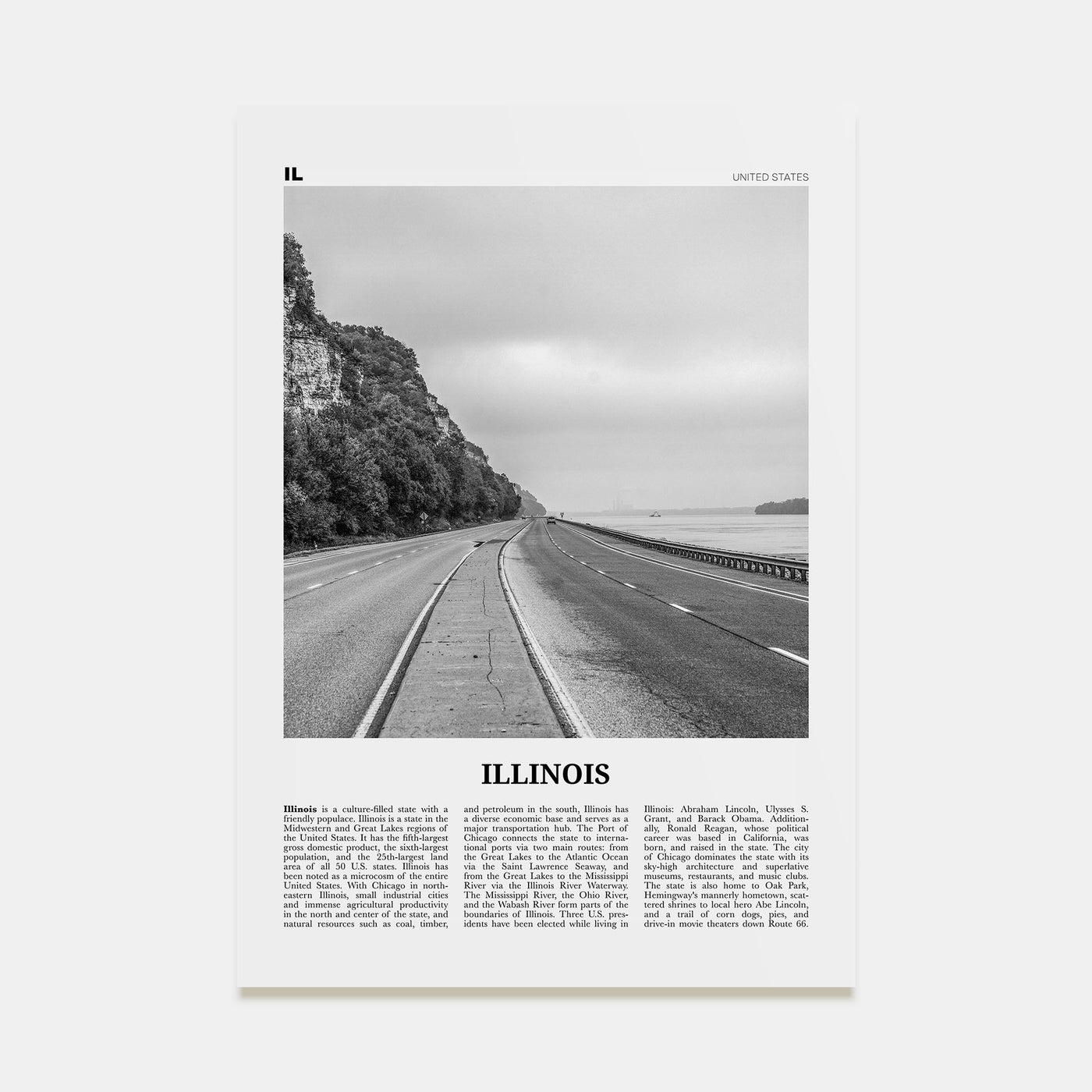 Illinois Travel B&W No 1 Poster