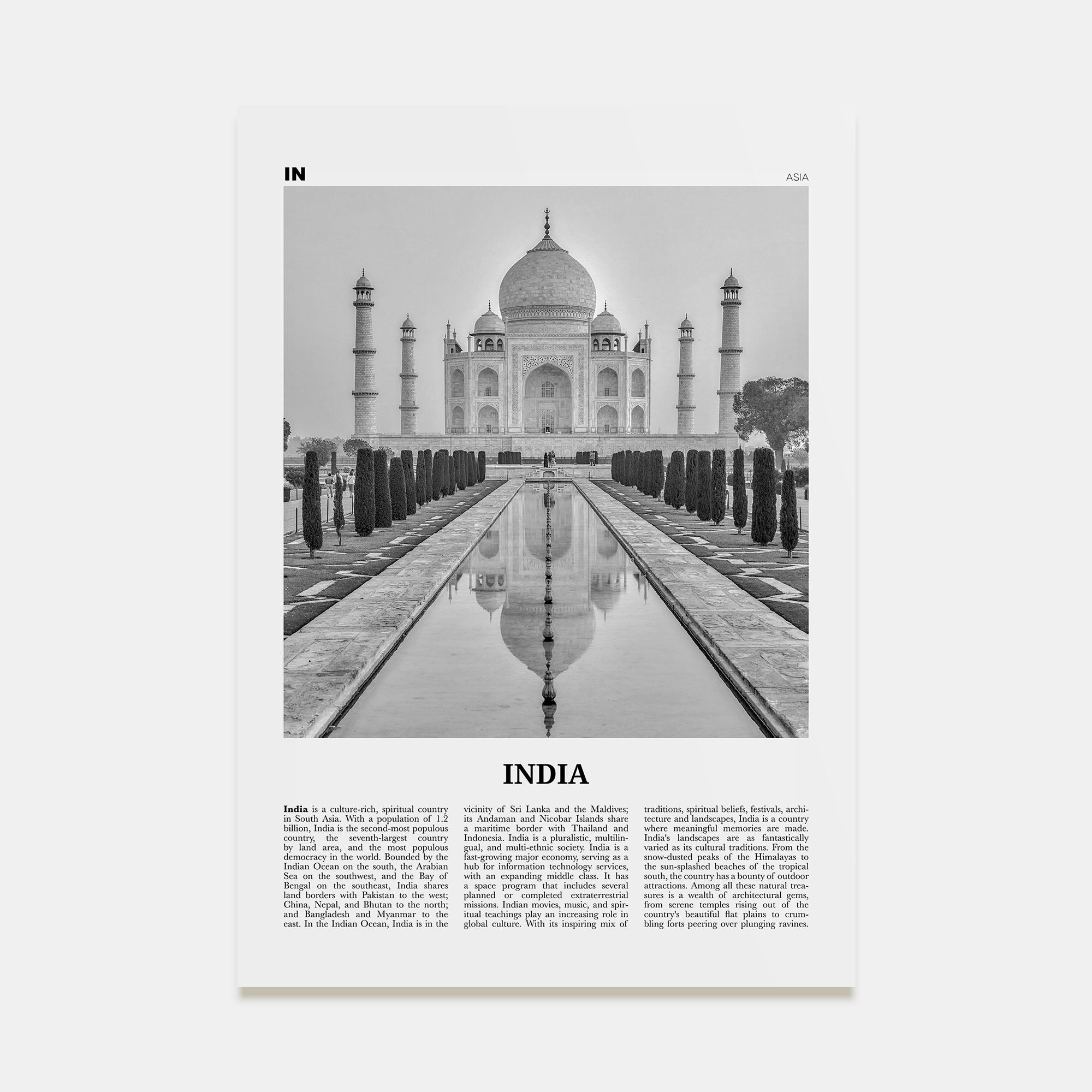 India Travel B&W Poster