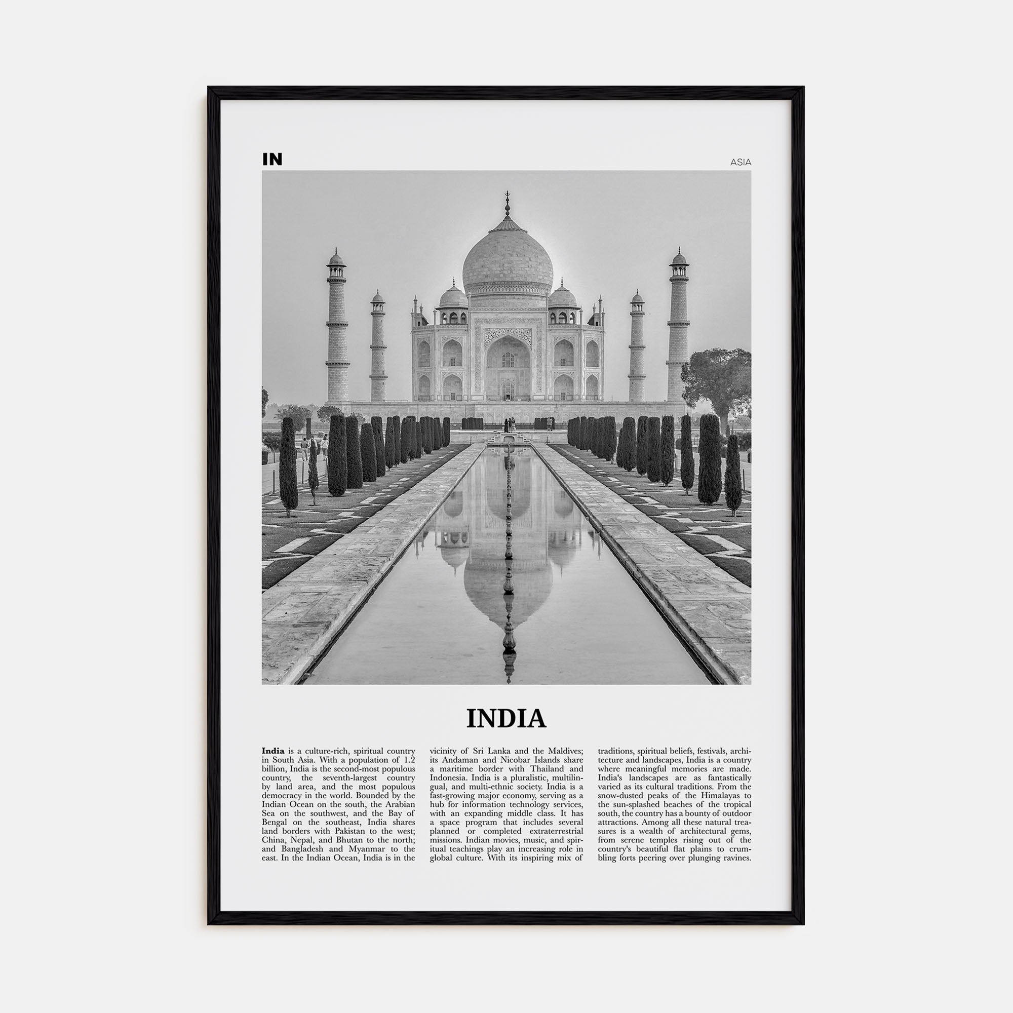 India Travel B&W Poster