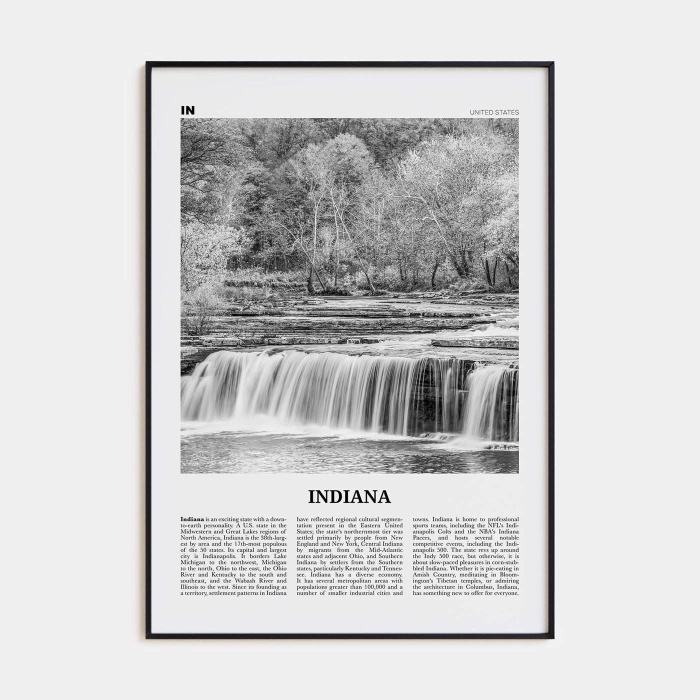 Indiana Travel B&W No 1 Poster